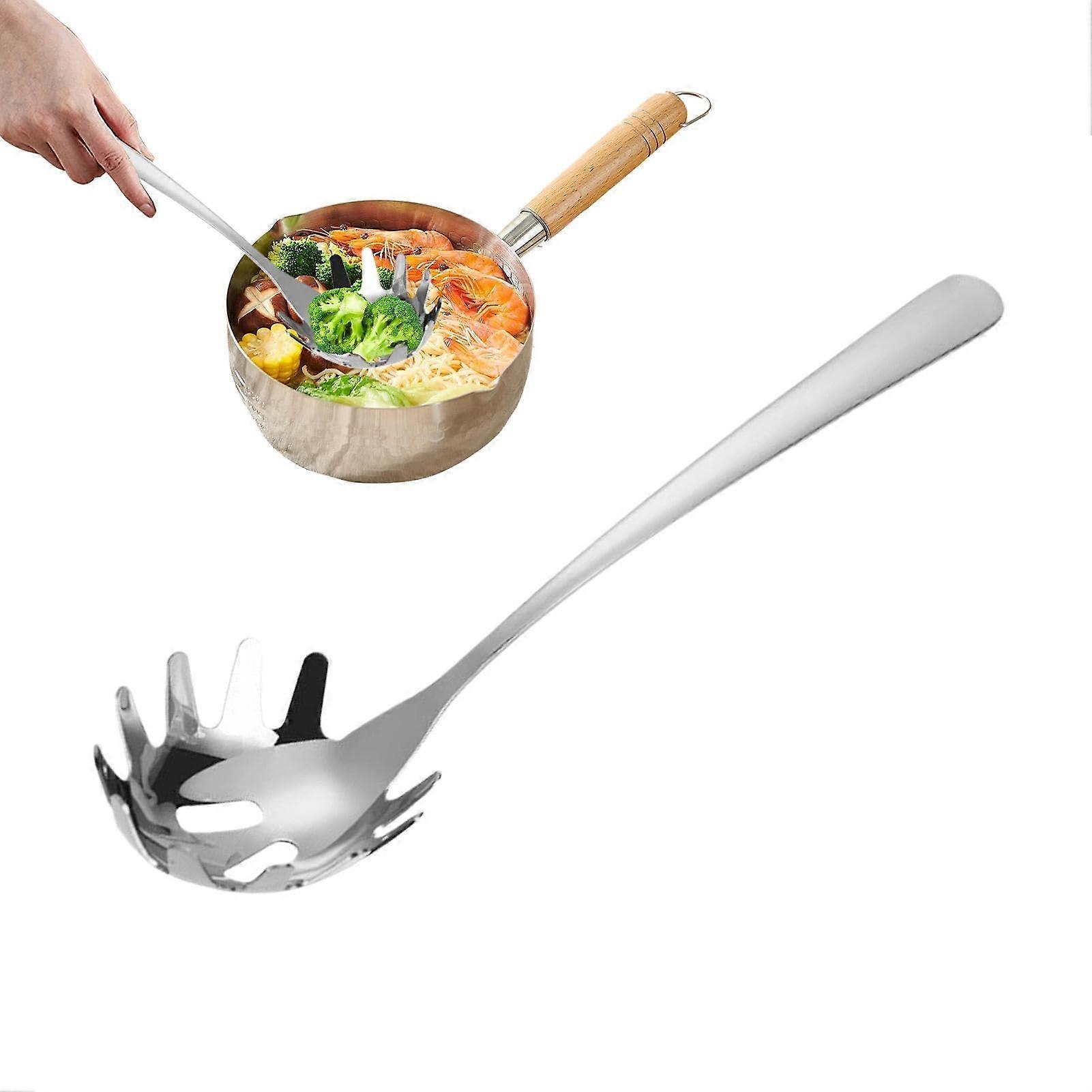Spaghetti Server, Pasta Spoon with Teeth, Stainless Steel Pasta Strainer