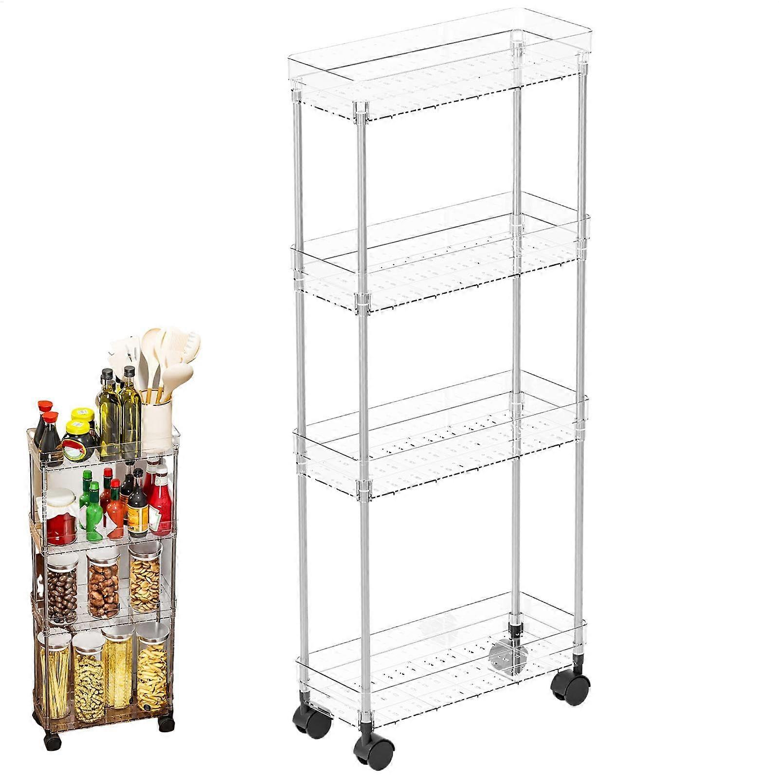 Rolling Shelf Cart Layered Organizer with wheels for bed and kitchen