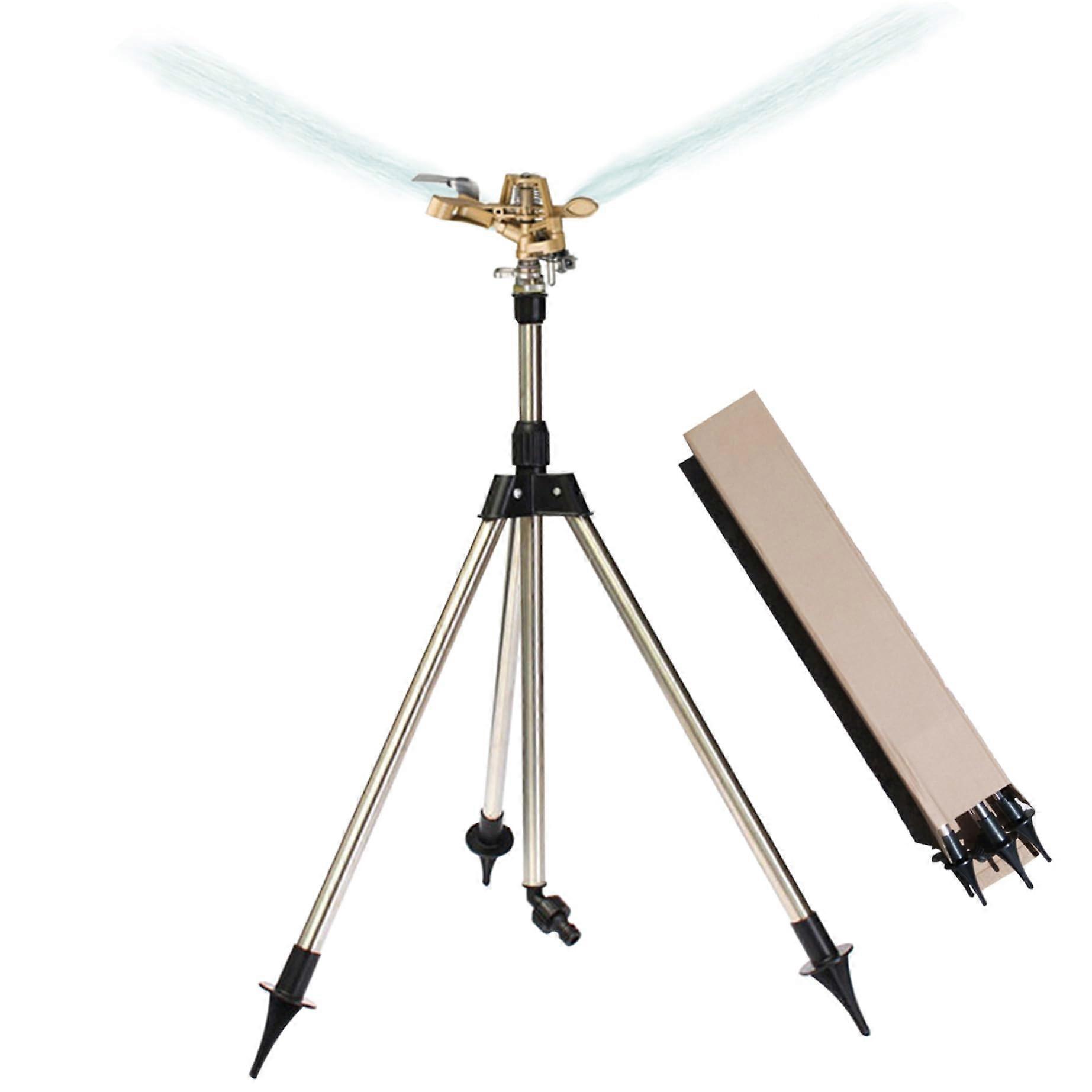 1/4 Rotating Stat Sprinkler 360 Degree Coverage Telescopic Metal Garden Watering Stand for Lawn Irrigation