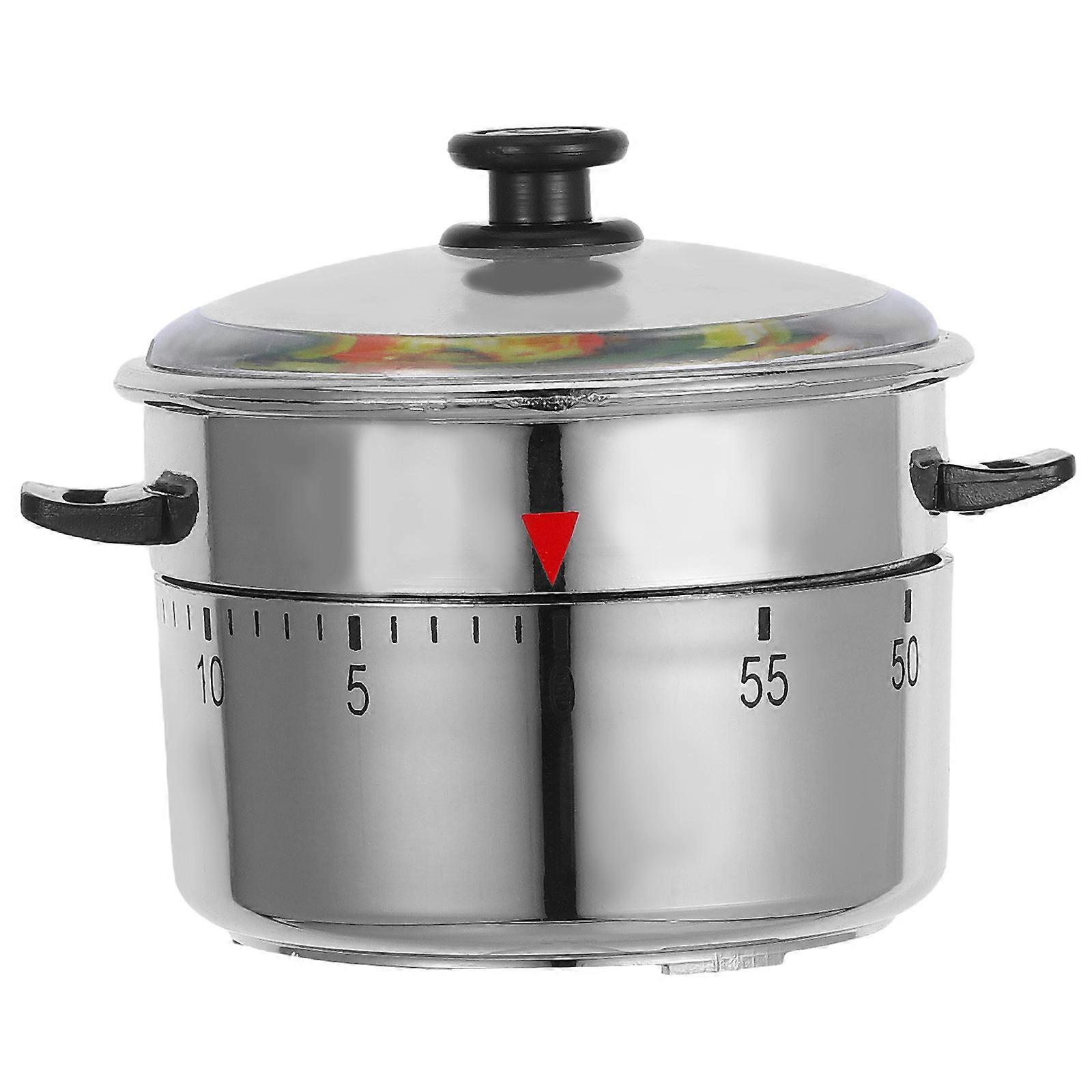 Mechanical Kitchen Timer High Pressure Cooker Shaped Timer For Cooking Management Silver 8.00X6.50X6.00CM Precision Timing 1Set