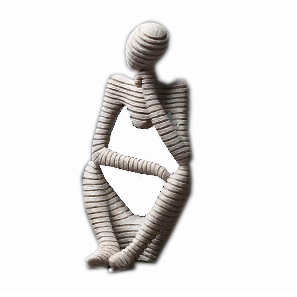 Sandstone Abstract Figure Resin Abstract Man Figurine Thinking Posture Desktop Decoration Artistic Symbol 1Pack