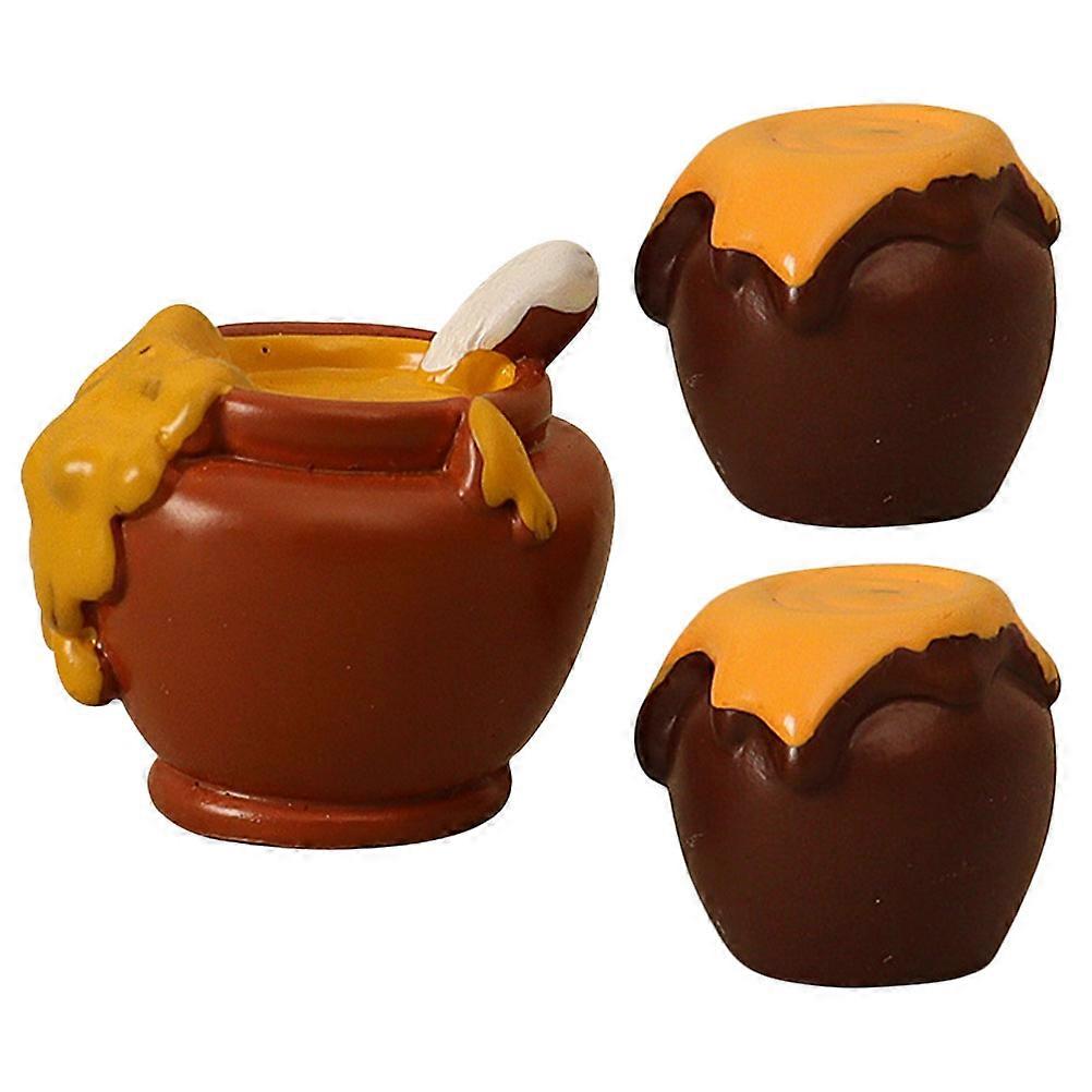 Mini Resin Honey Jars for Dollhouse Furniture Accessories, Tiny Jam Pots, Small Honey Dispensers for Dollhouse Miniatures