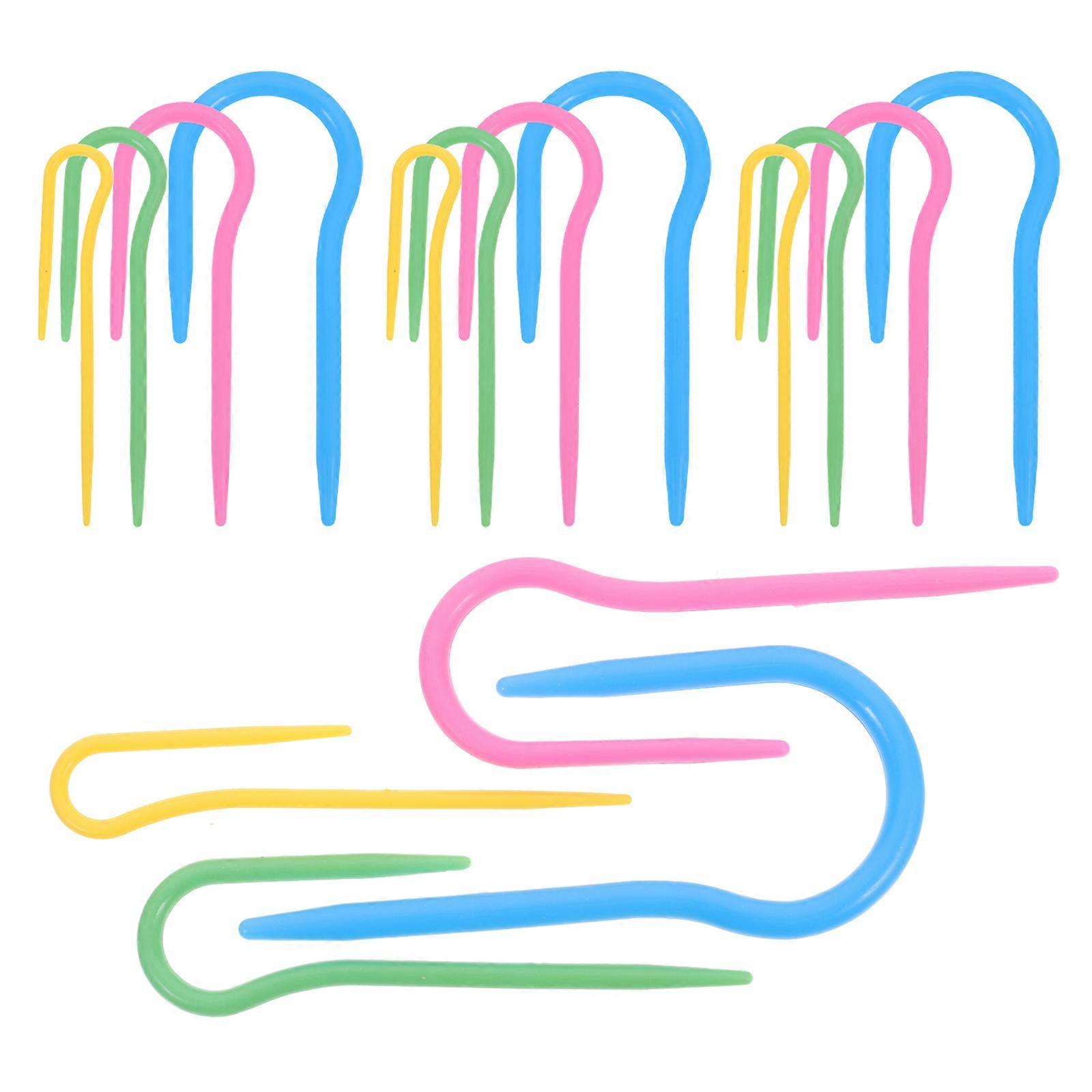 Knitting Cable Needles U-Shaped Stitch Holders Assorted Color For Hand Knitting And Crocheting 16Pcs