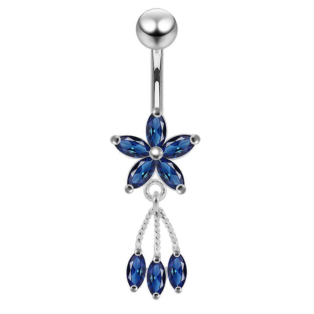 Moving Jewelled Flower Shape Navel