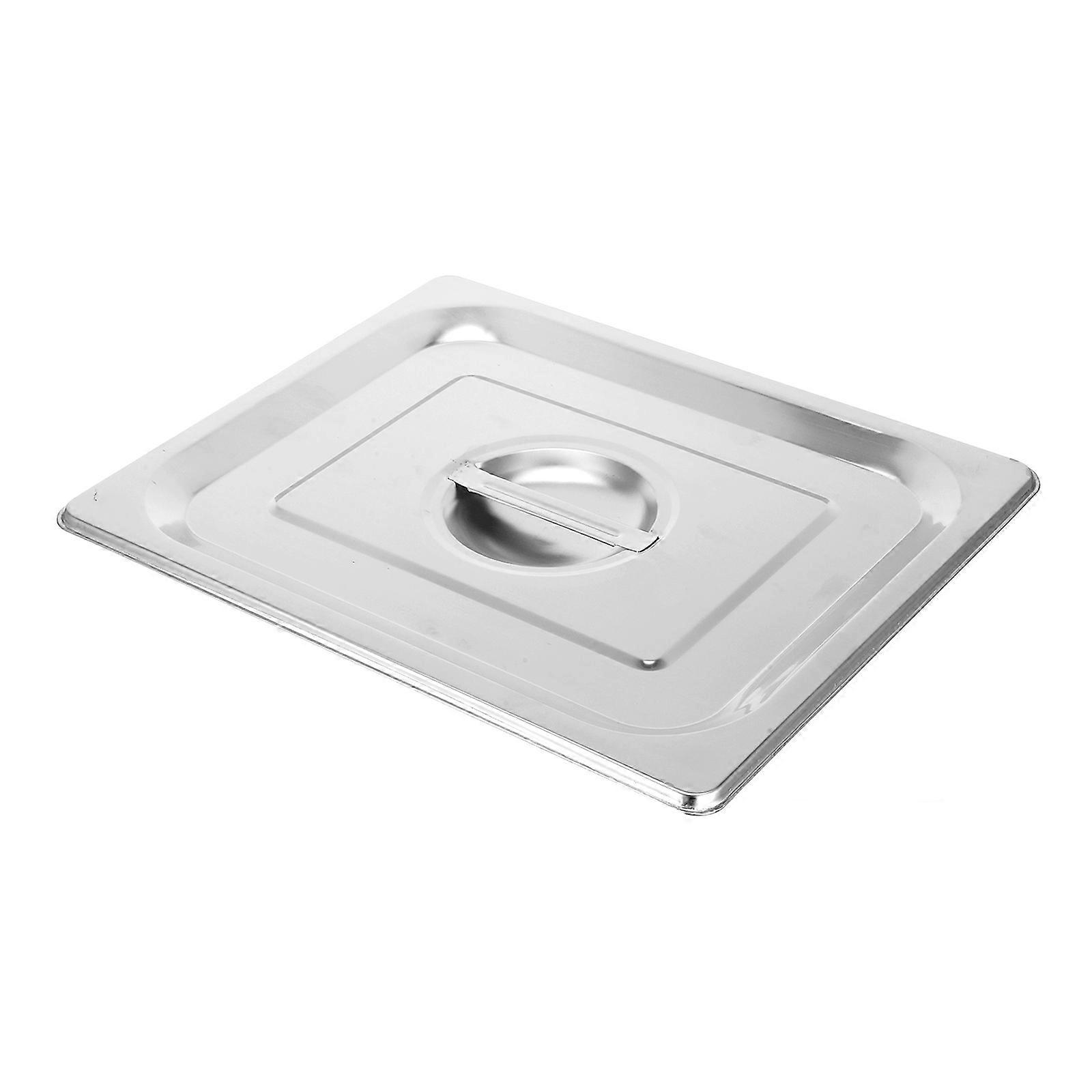 Stainless Steel Rectangular Pot Lid with Handle Spill Resistant Food Pan Cover for Hotel Buffet, Catering, and Food Service Easy Clean Design