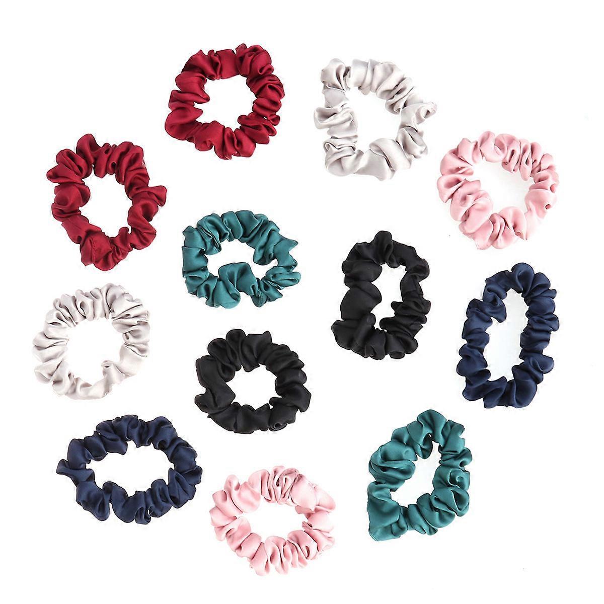 12PCS Satin Scrunchies Hairbands for Women – Durable Elastic Ponytail Holders Suitable for All Hair Types and Styles