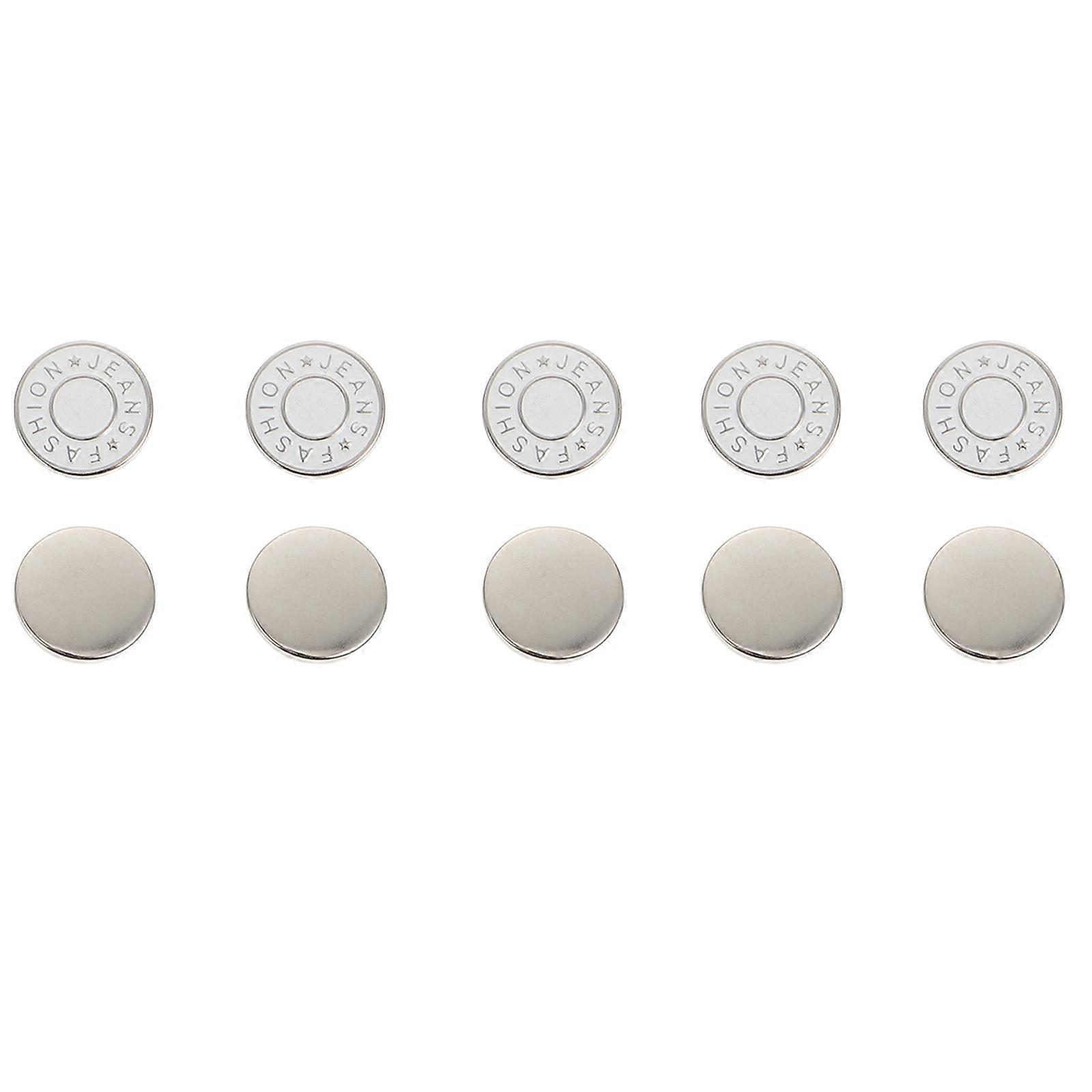 10Pcs Silver Detachable Jeans Buttons for Waist Fasteners Alloy Material