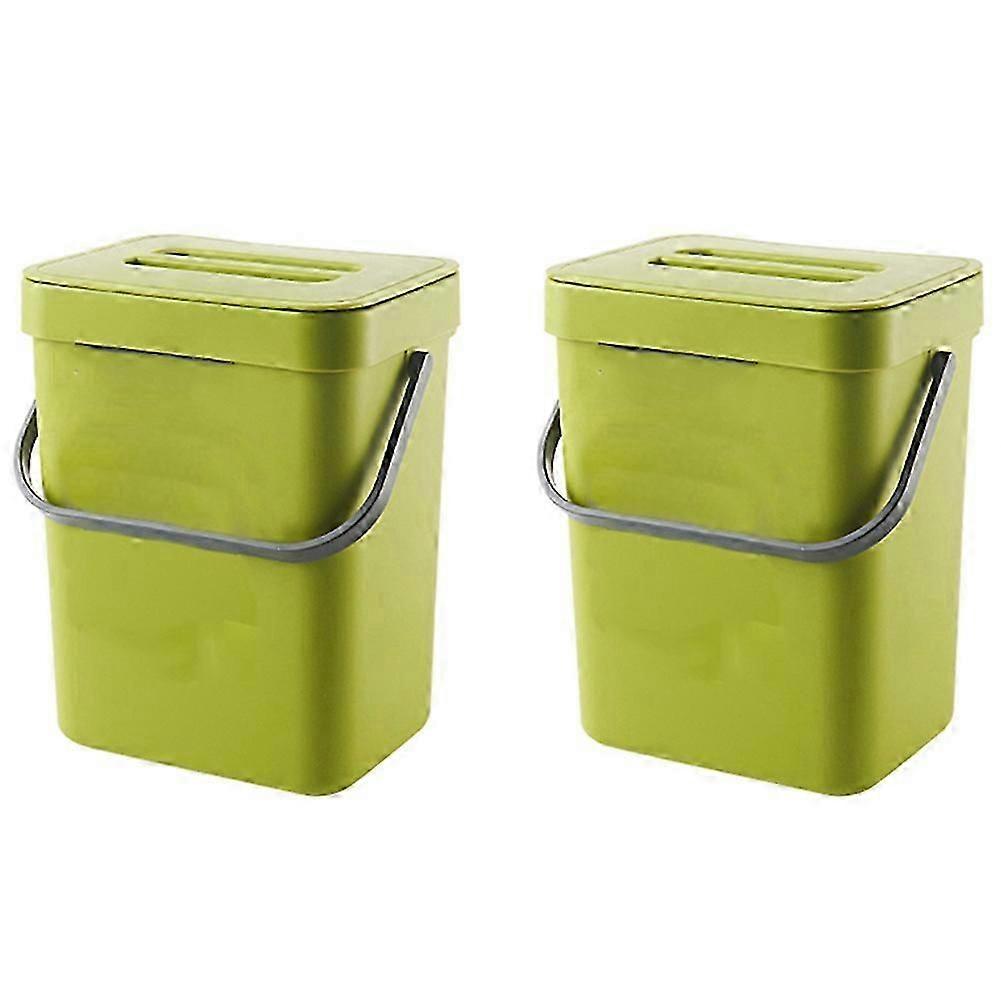 2X Trash Can with Lid und er Sink Green Trash Can Plastic Waste Basket Hanging Waste Bin for Bedroo