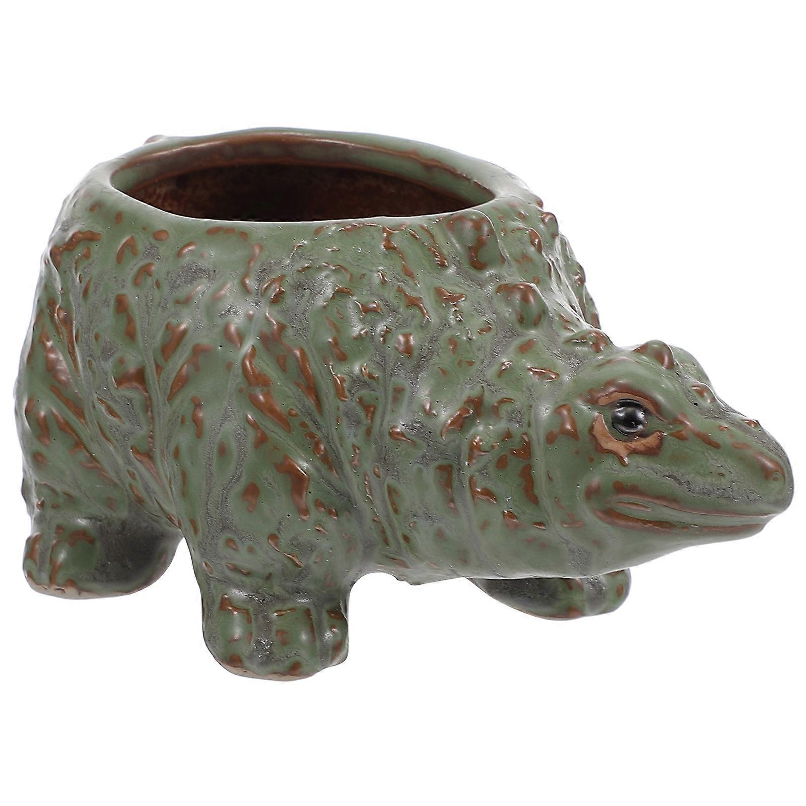 Ceramic Succulents Planter Dinosaur Modeling Flowerpot For Nursery Production Green 15x8cm 1Pc