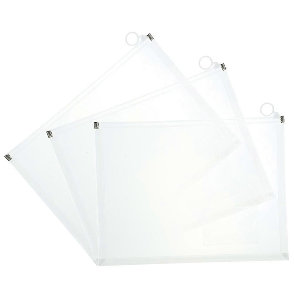 Hanging File Folders Plastic Document Envelopes Button Design For Home Use A4 Size Large Capacity 3Pcs