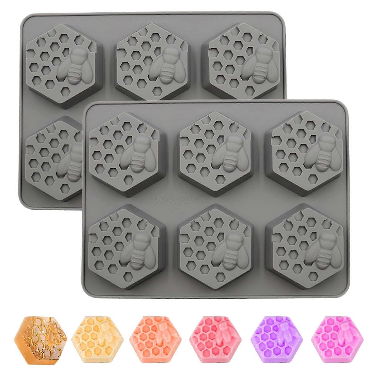 6 Hole Bee and Honeycomb Pattern Silicone Moulds for Baking Sweets, Jelly, Nuts - Non-Stick, 2 Pieces, Flexible Design