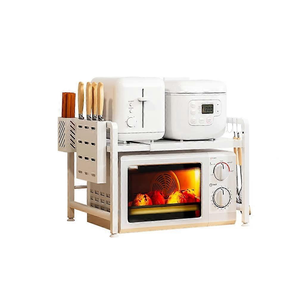 Retractable Kitchen Shelf Microwave Oven Rack Multi-Layer Spice Storage Organizer White 3-Tier Rice Cooker Stand