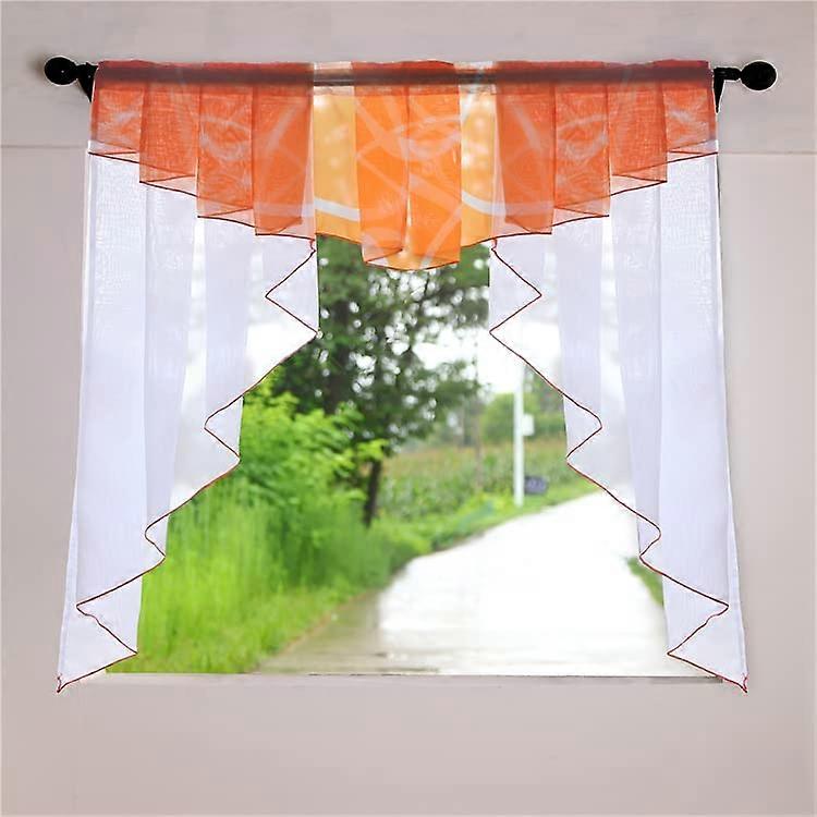Transparent Voile Bistro Curta 100x100cm Orange With Rod Passage