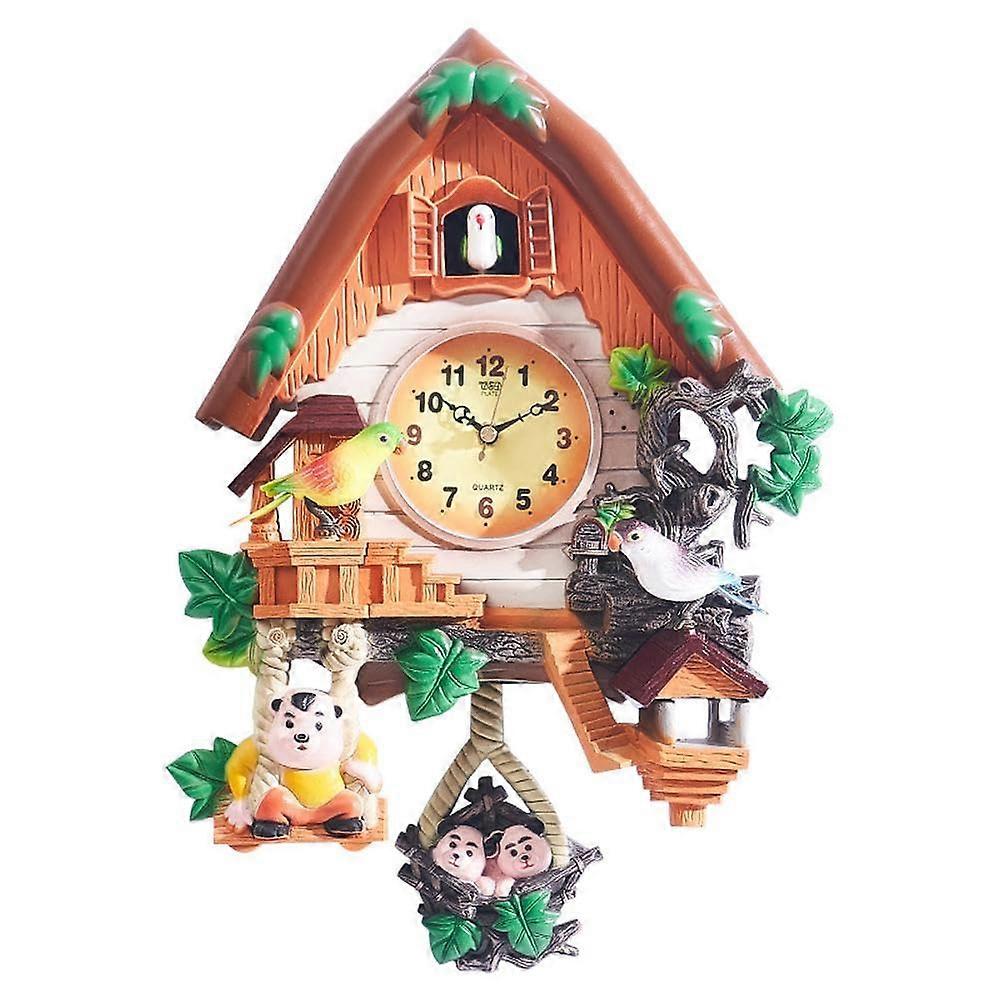 Cuckoo Clock for Wall, Traditional Forest Resin Bird Clock with Timer Function