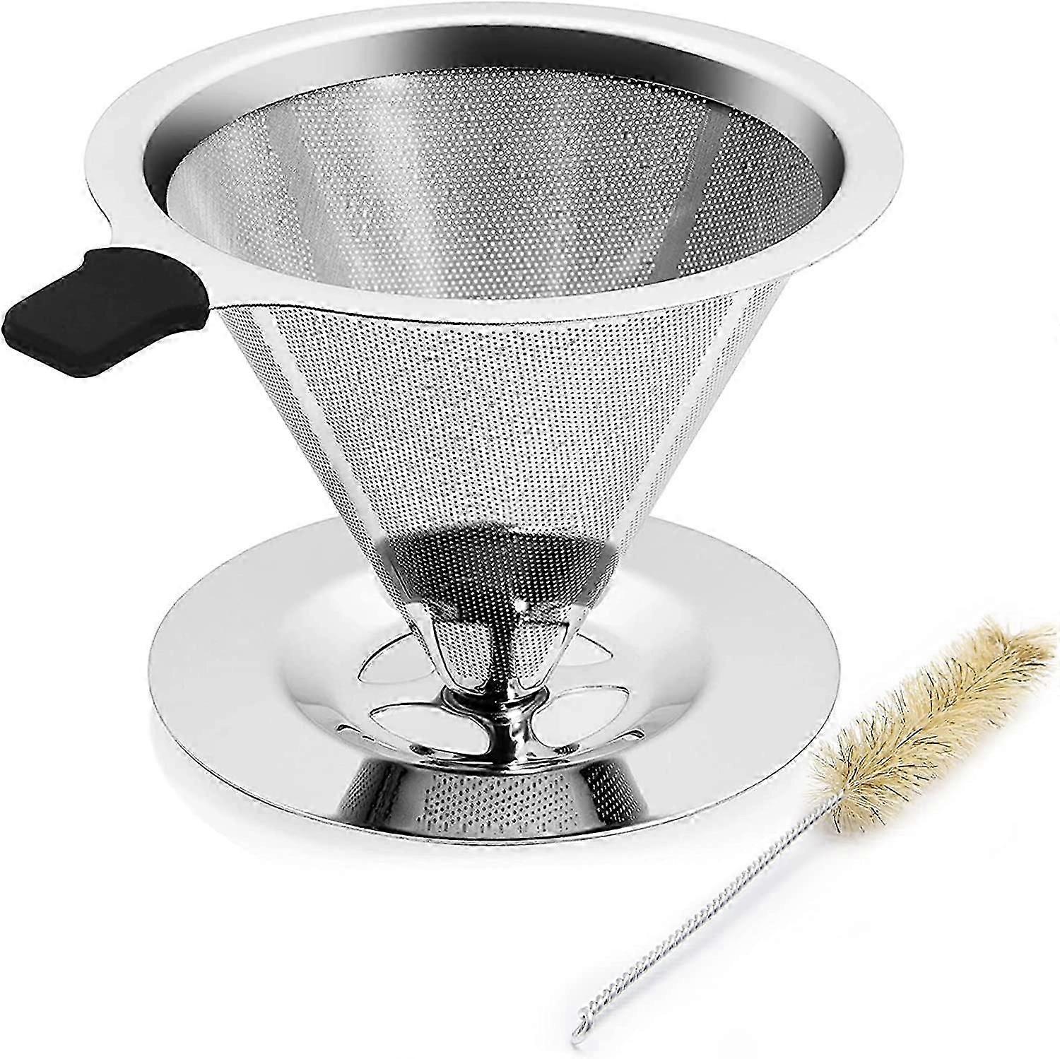 1pc Stainless Steel Reusable Mesh Coffee Filter Paperless Pour Over Cone Dripper