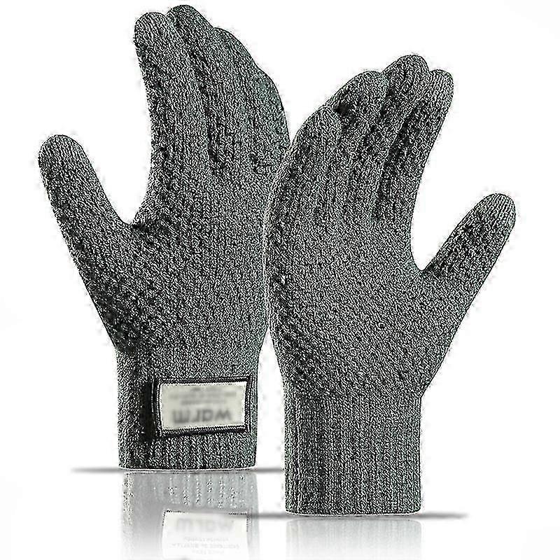 Men's Winter Snow Gloves Windproof Warm Thick Knit Thermal Wool