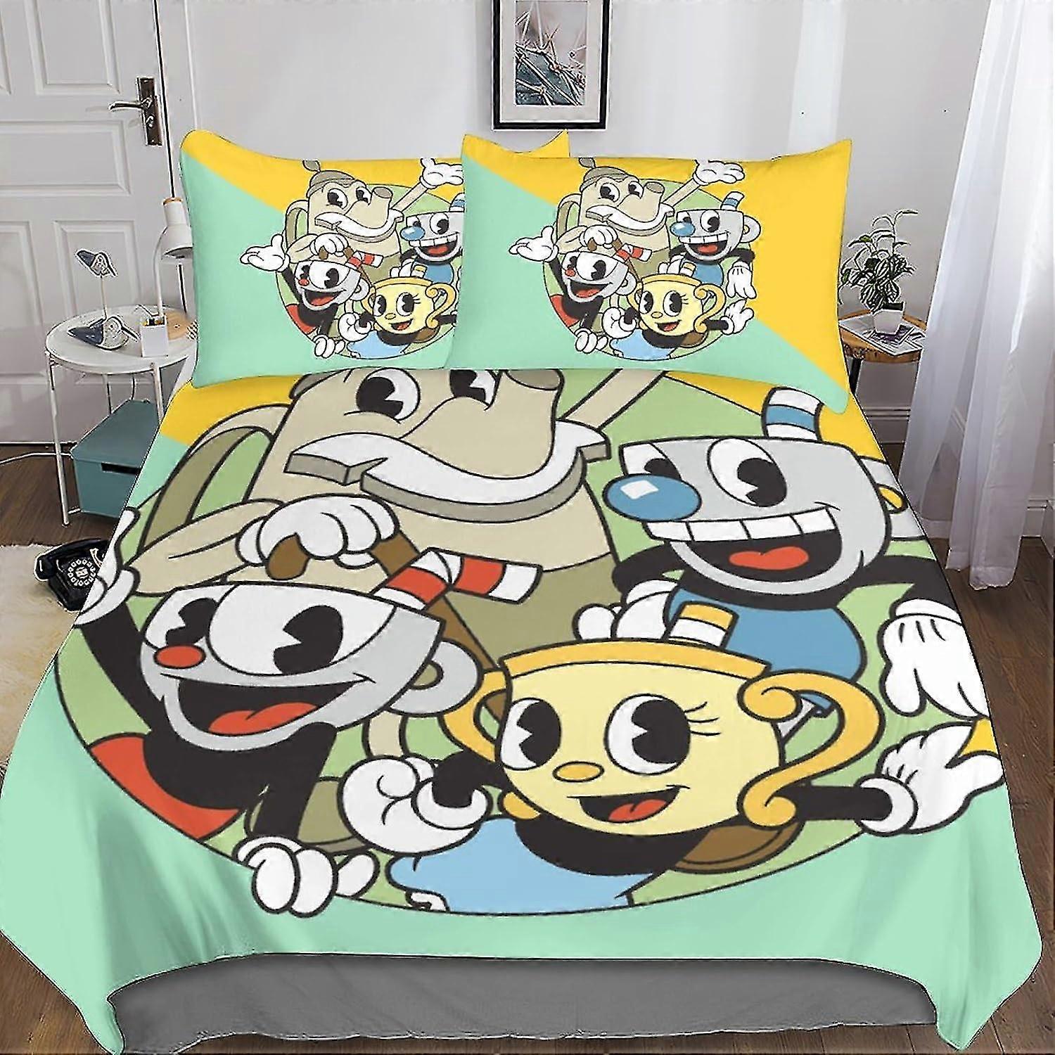 3D Printed Duvet Cover with Pillowcases Bedding Set for Anime Games with Zipper Closure Hypoallergenic Soft Microfiber