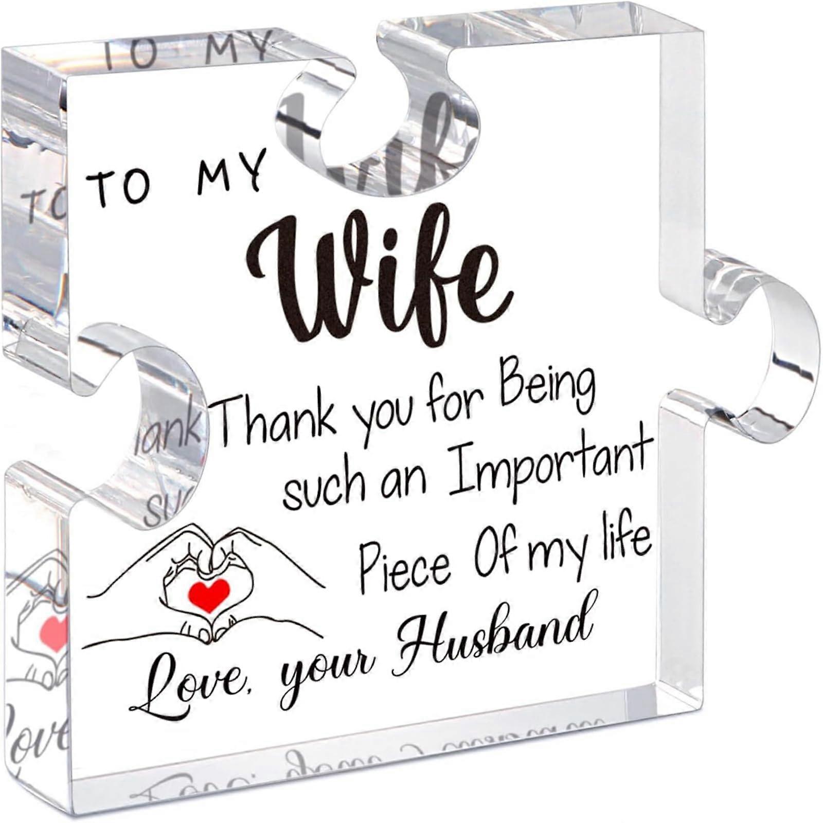 Engraved acrylic puzzle block pattern, desk ornament, unique, Mother's Day, mother, grandma, wife, from daughter and son Ref: 8918