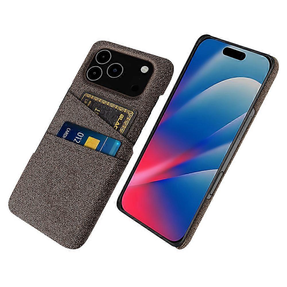 غطاء حافظات لهاتف iPhone 17 Pro Max قماش قماش + غطاء هاتف للكمبيوتر الصلب مع فتحات بطاقة مزدوجة - بني
