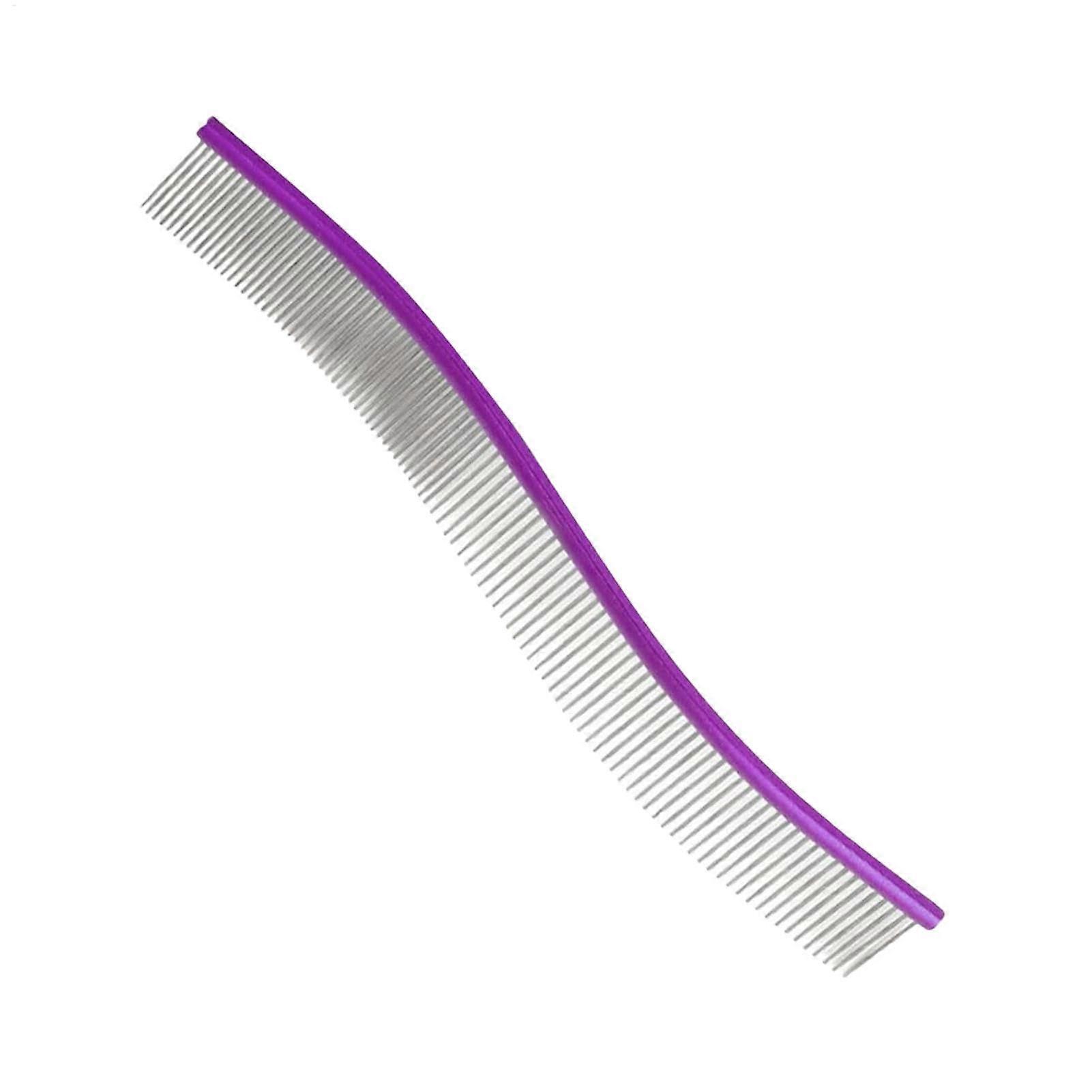 Dog Comb, Deshedding Tool, Ergonomic Handle, 1 Piece, For Small, Medium, and Large Dogs, Violet, Curved Deshedding