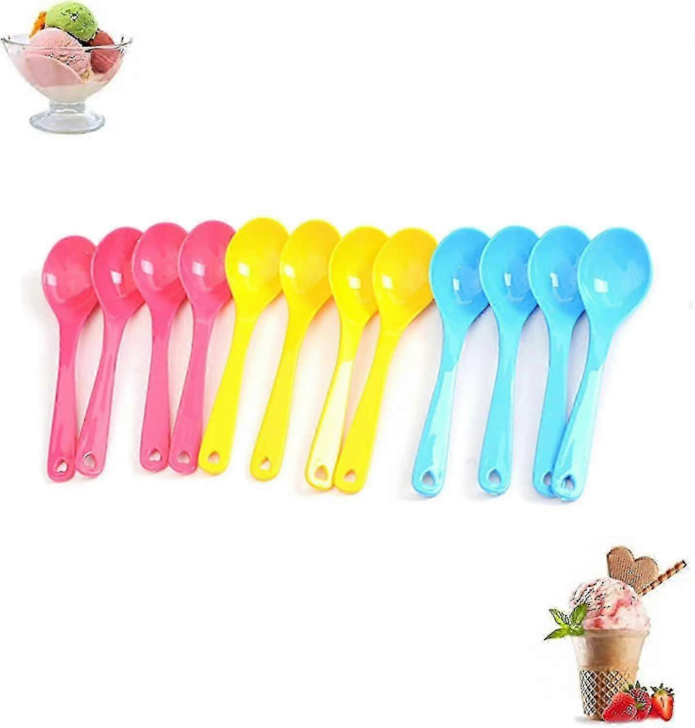 Plastic Dessert Spoons, Egg Spoons, 3 Colors, 24 Pieces for Parties and Everyday Use