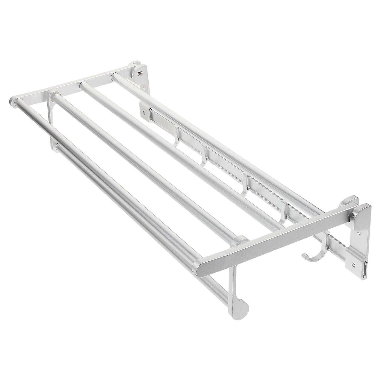 Silver Folding Towel Organizer Wall Mounted Metal Shelf for Storage Use