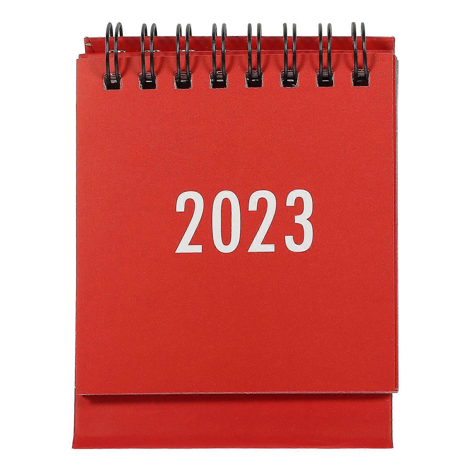 Office Calendar Desk Small Calendar Daily Use Date Recording Simple Style Red 3.9×3×2.6in 1Set