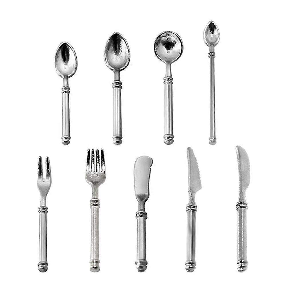 Mini House Tableware Mini Forks Spoons Play Silver 2.3x0.3cm Delicate Details 1Set