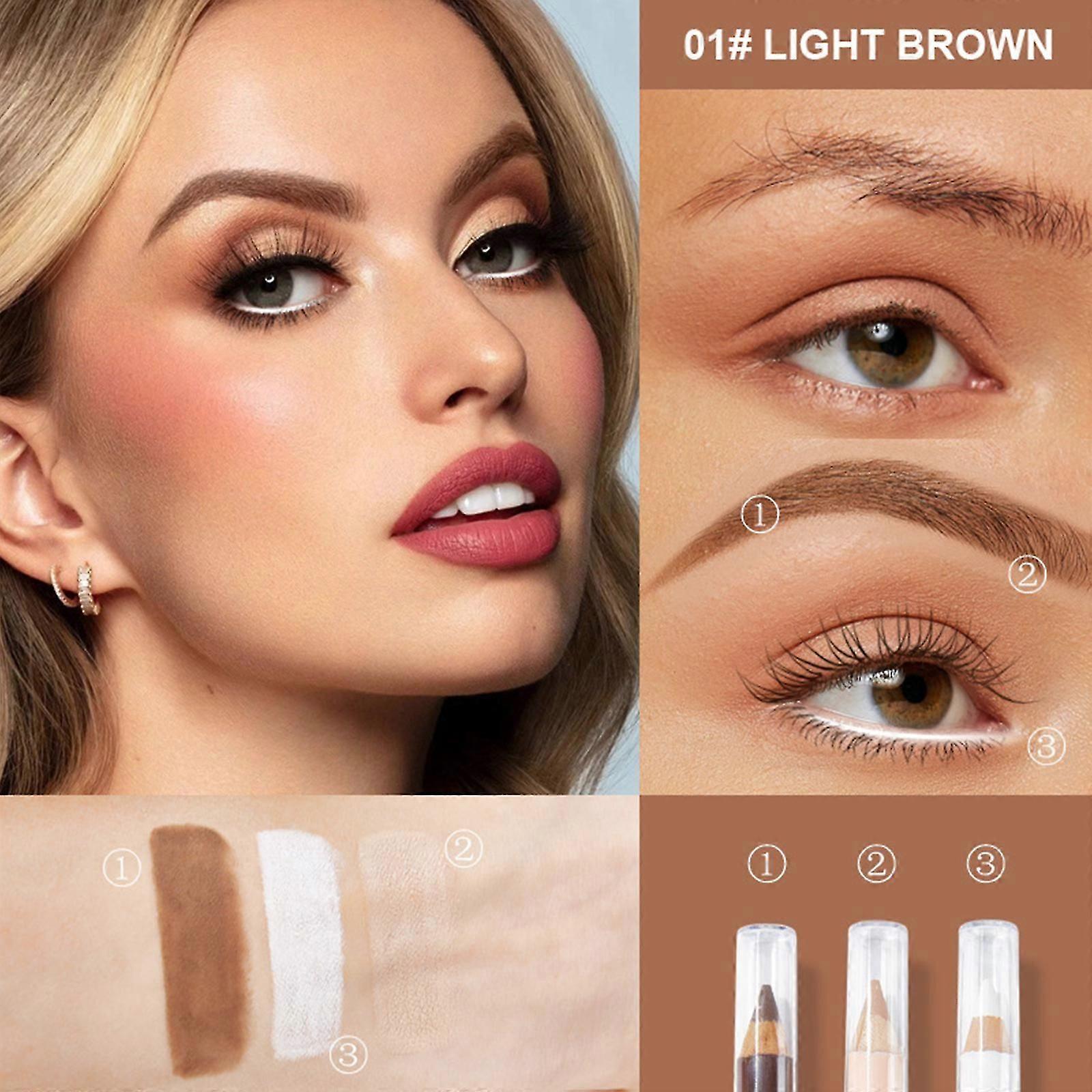 アイブロウハイライターペンシル-防水長持ちする眉毛ティントアイライナーペン、ショッピングデート用のアイメイク隠し鉛筆