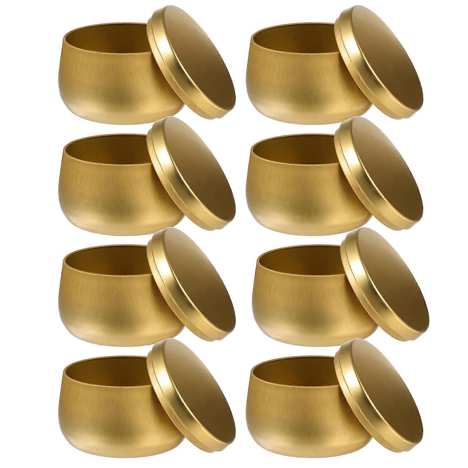 Tinplate Tea Container Round Box Simple and Chic Home Organization 8Pcs