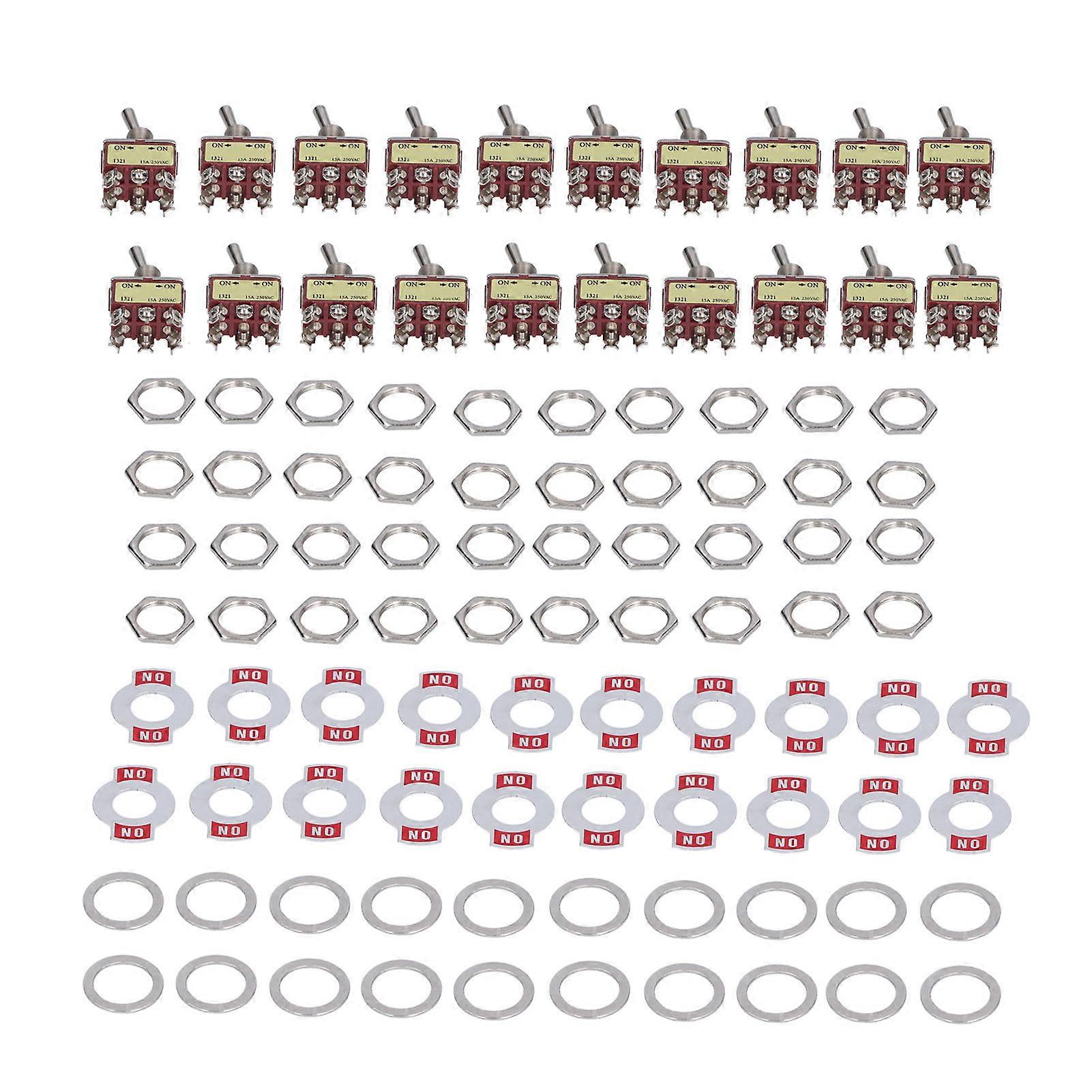 20Pcs Toggle Switch Rocker Self Locking 6 Terminal 2 Position Part Set Kit AC