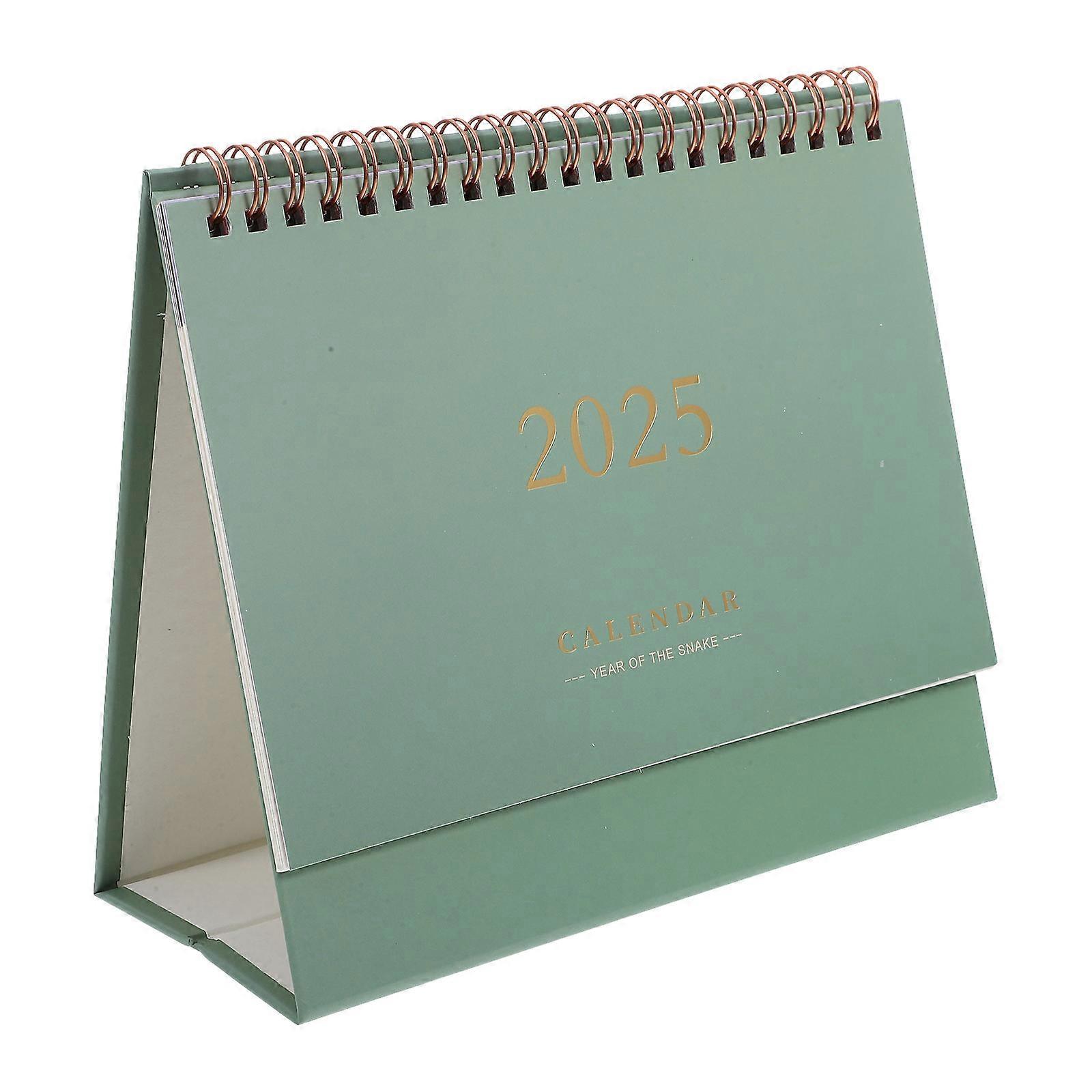 Gold Foil Desk Calendar Large Portable Paper Calendar Monthly Date Update Minimalist Green Desktop Organizer For Office Home Academic Table Decor