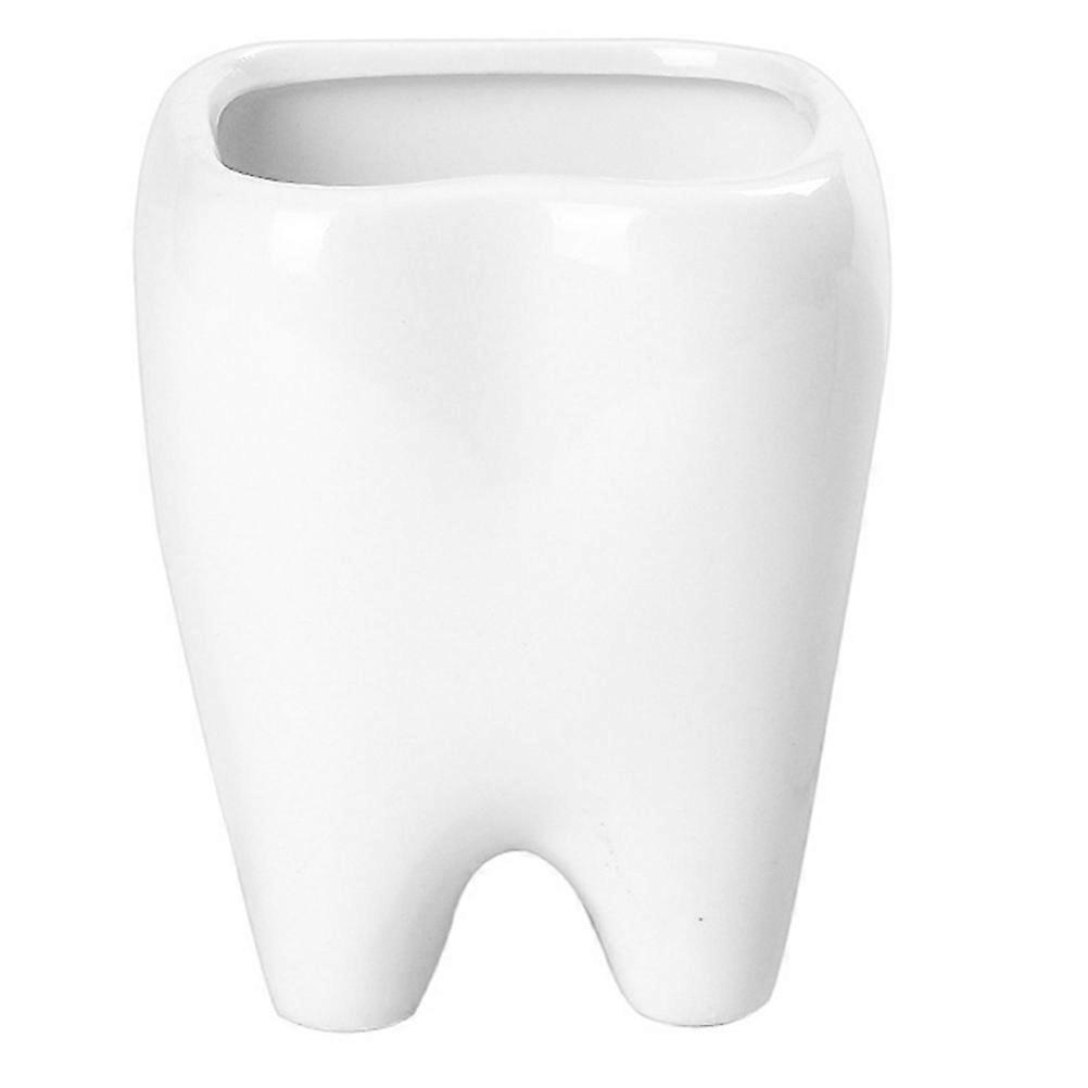 Small Ceramic Planter Decorative Cactus Planter Indoor Garden White Teeth Shape Compact 1Pack