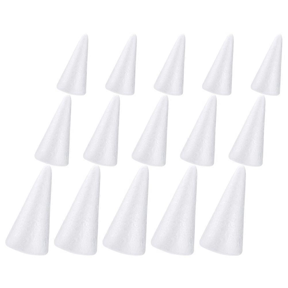 White Foam Cones 15pcs – Durable Polystyrene Craft Supplies for DIY Projects, School Decorations, Party Ornaments, and Creative Holiday Tree