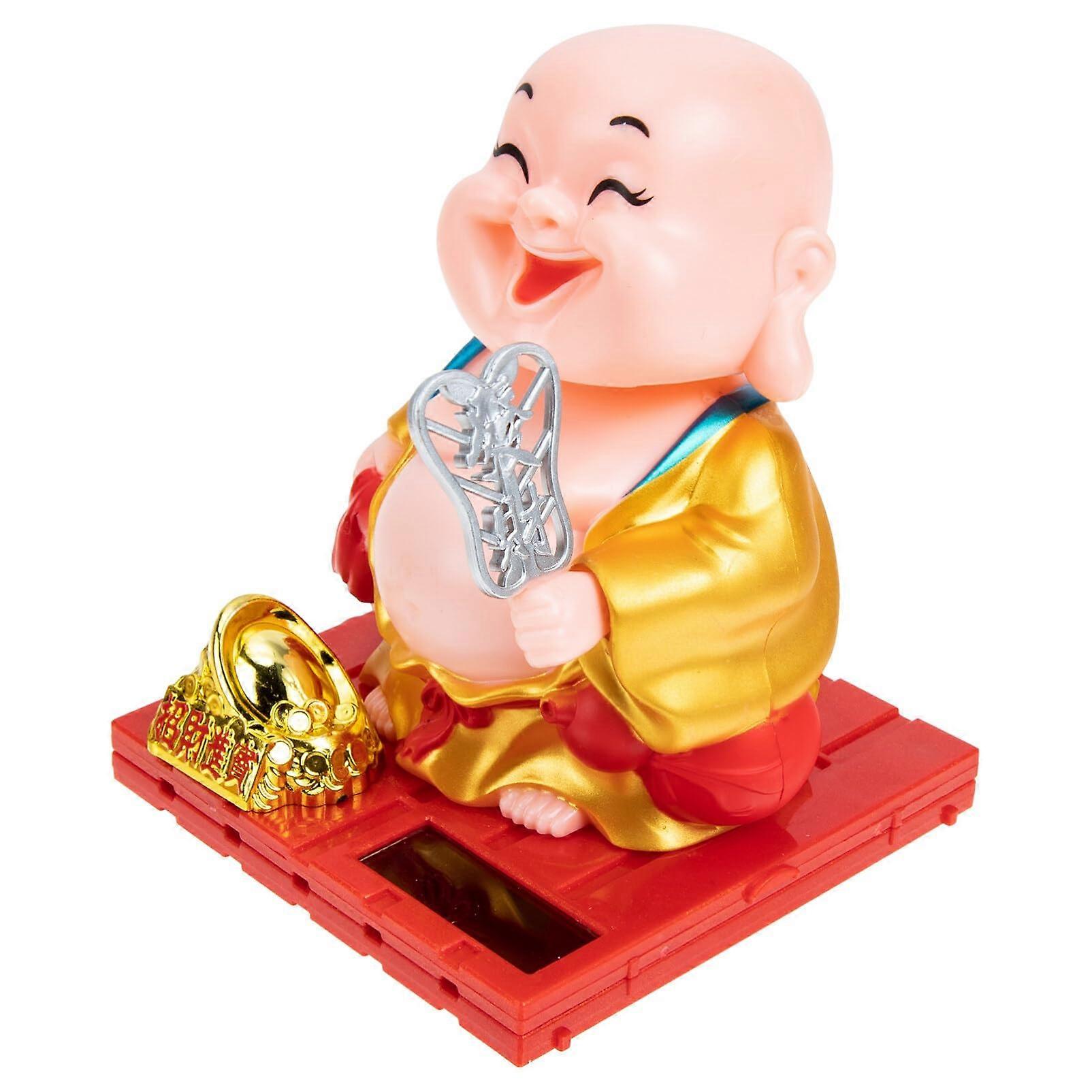 Solar Dancer Dashboard Ornament, Buddhist Trembling Head Car Desktop Golden