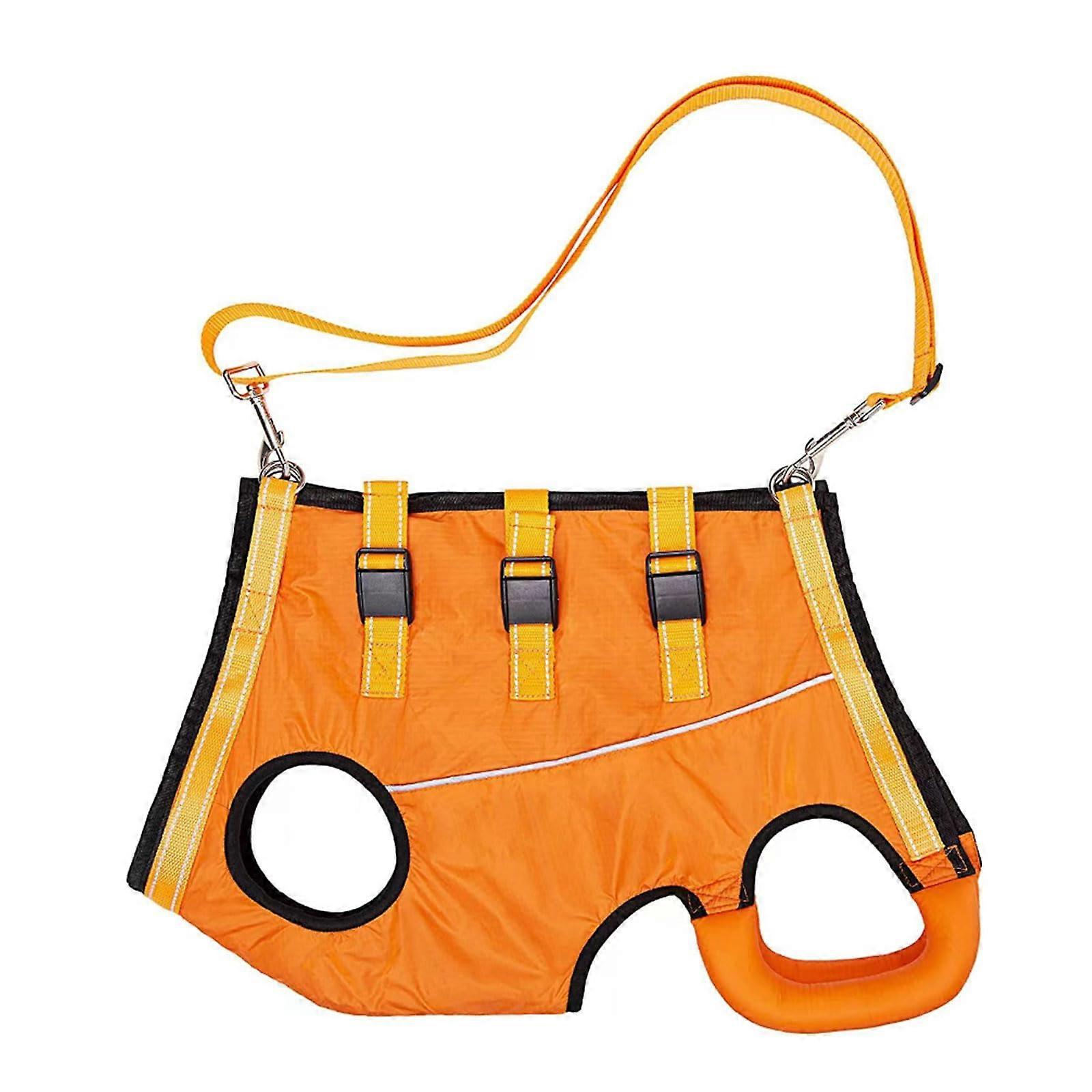 Adjustable dog harness for large dogs, for travel with disabilities, orange L