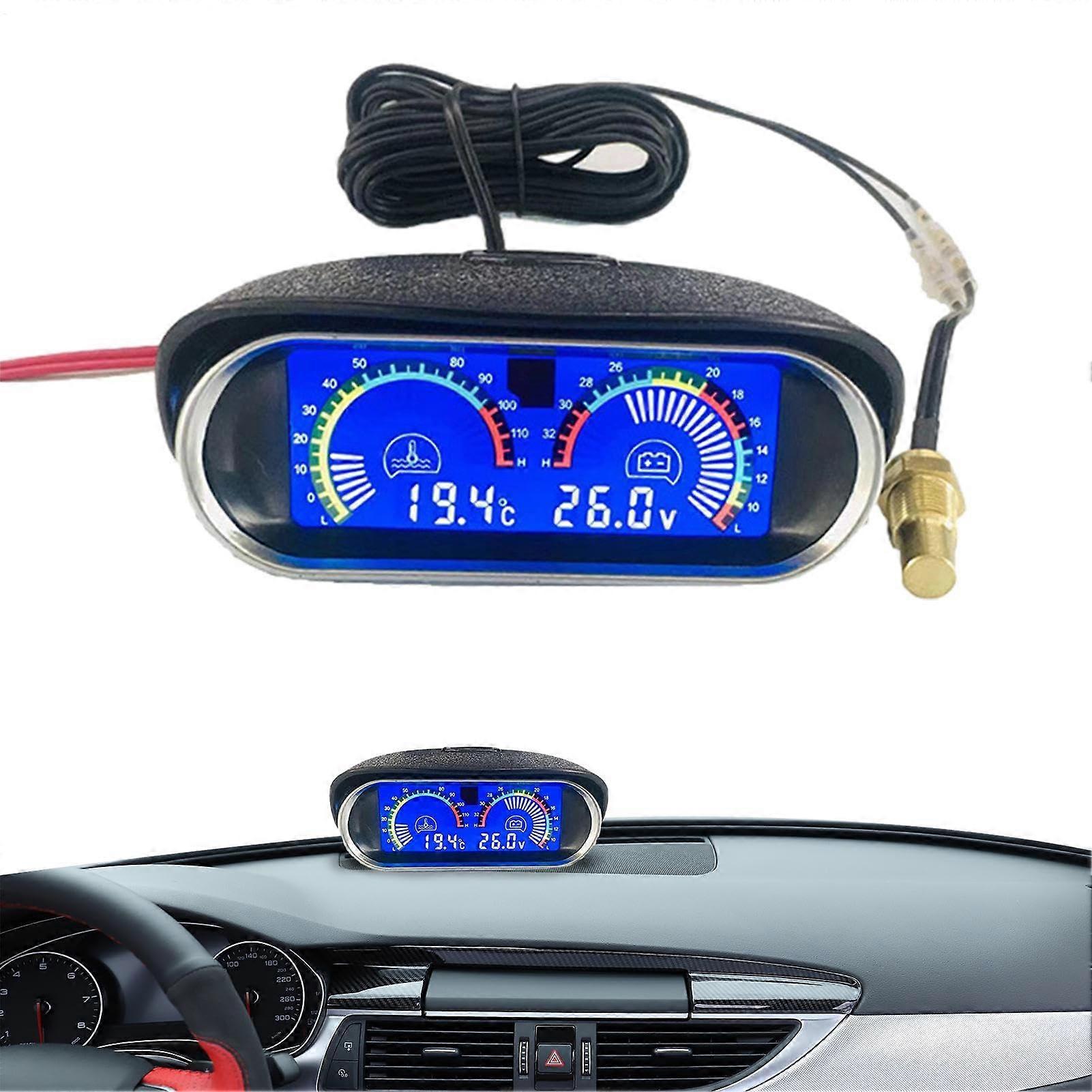 Oil Pressure Water Temperature Gauge - 2 In 1 Automatic Water Thermometer with Voltage Meter for Universal Cars