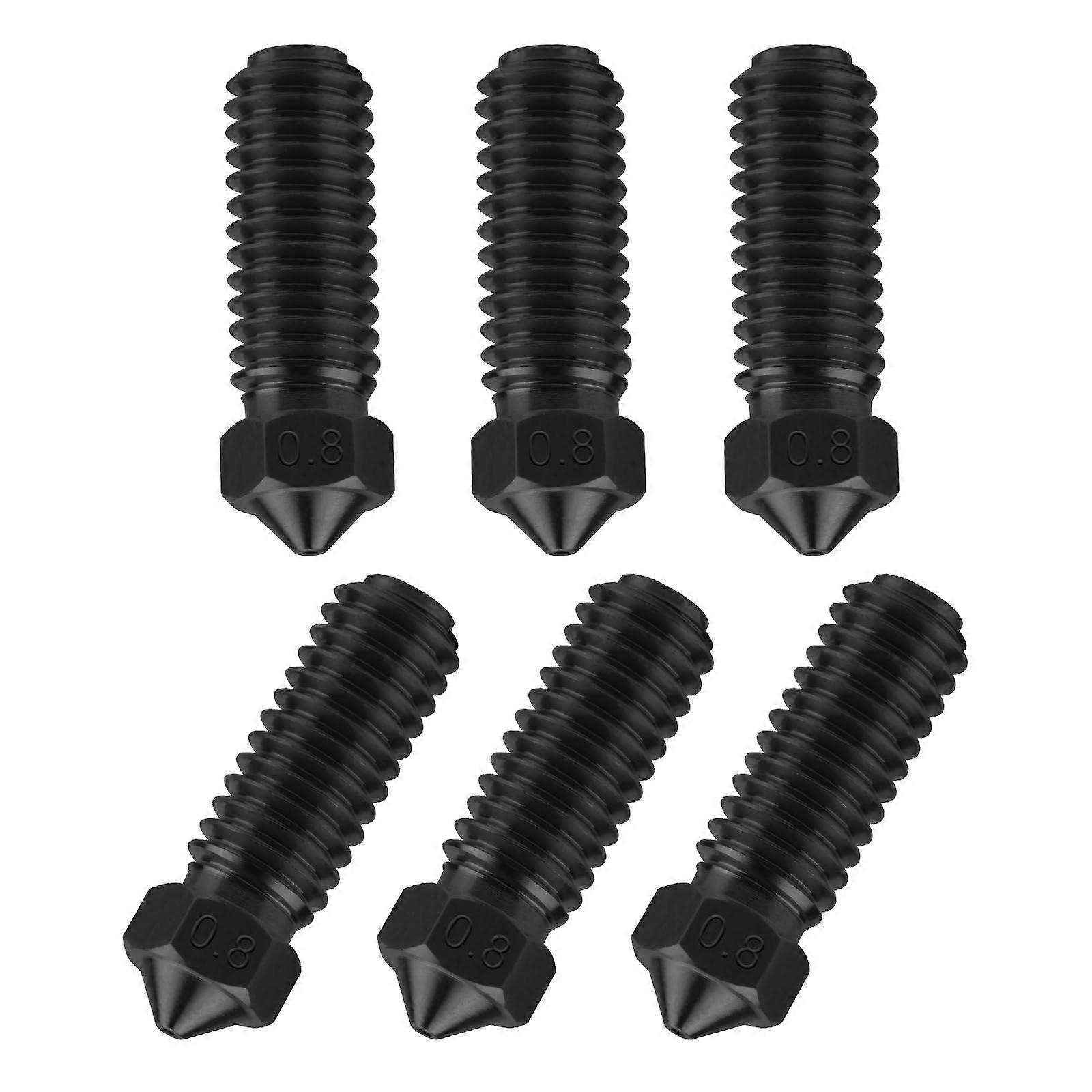 0.8mm Volcano Hardened Steel Cobra Nozzles - 6Pcs M6 Extruder Nozzle Set for Anycubic Kobra 3D Printer
