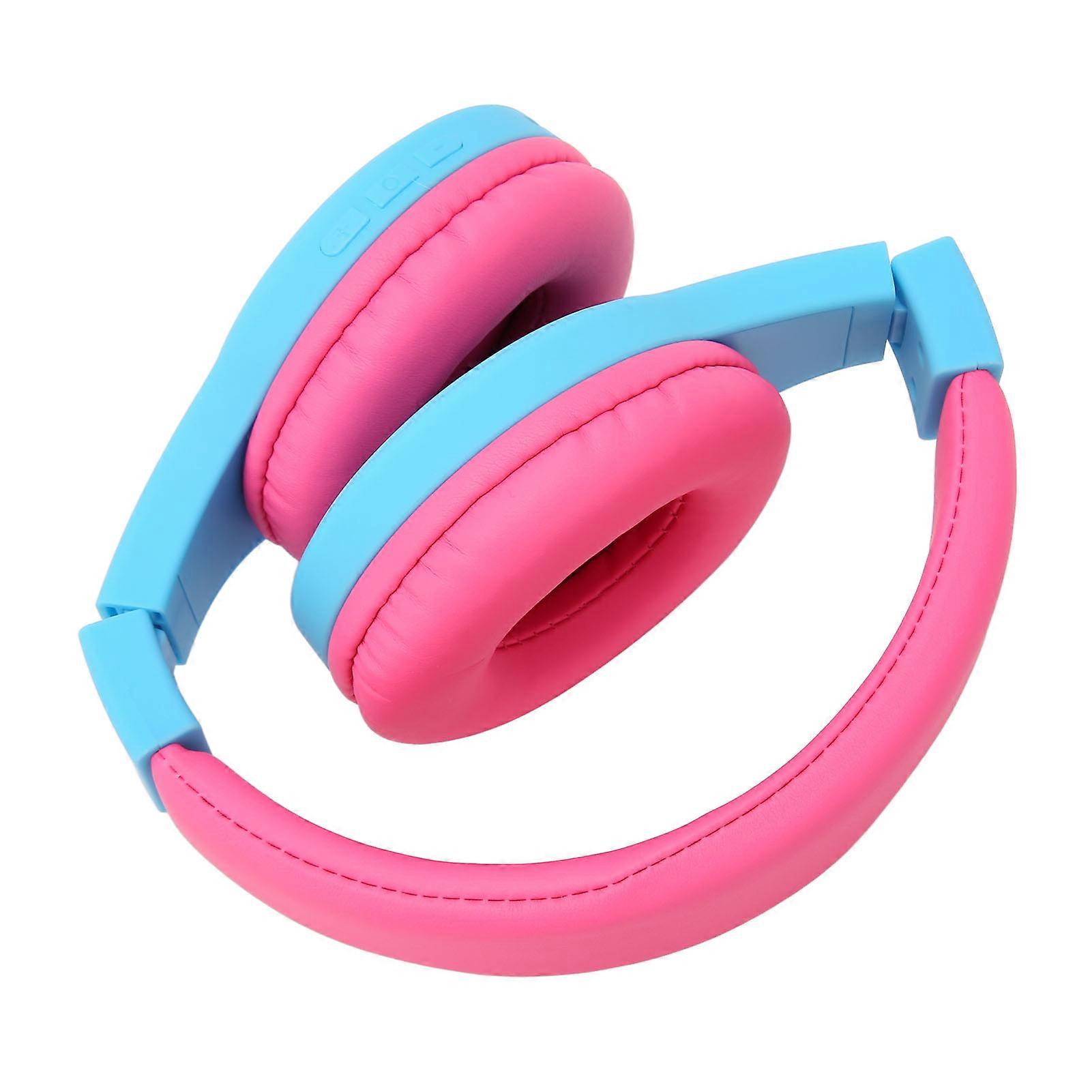 Bluetooth Kids Headphone Stereo Noise Reduction RGB Light Foldable Children Wireless Headset with Mic Blue 