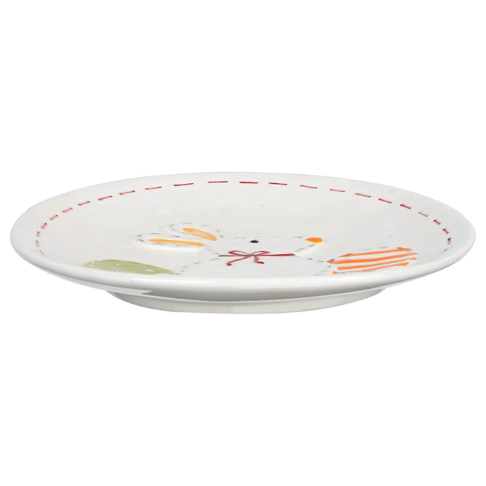 Decorative Serving Tray Flat Ceramic Tray For Restaurants Pure White 1Pcs