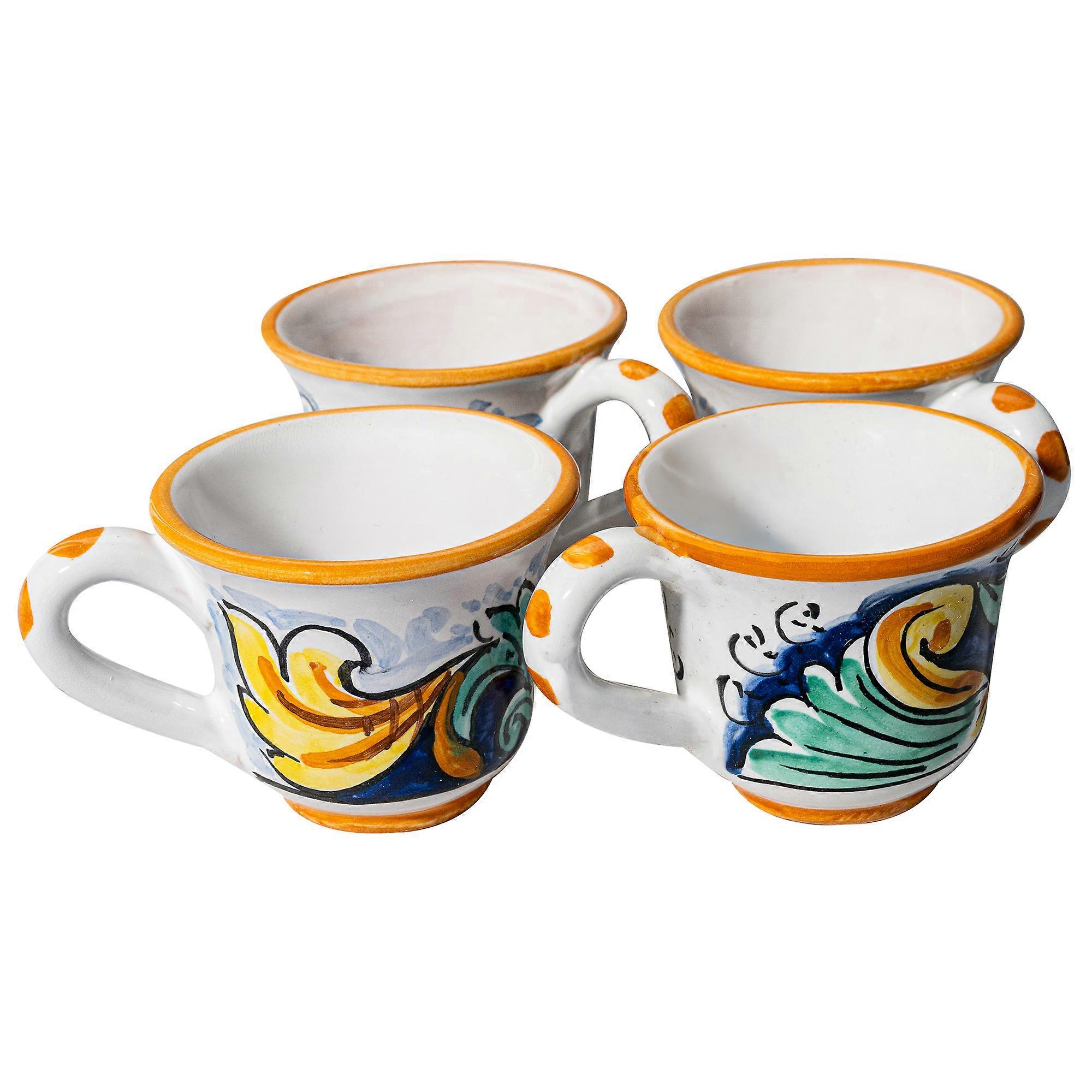 Sicilian Ceramic Cups - classic blue style - 4 pieces