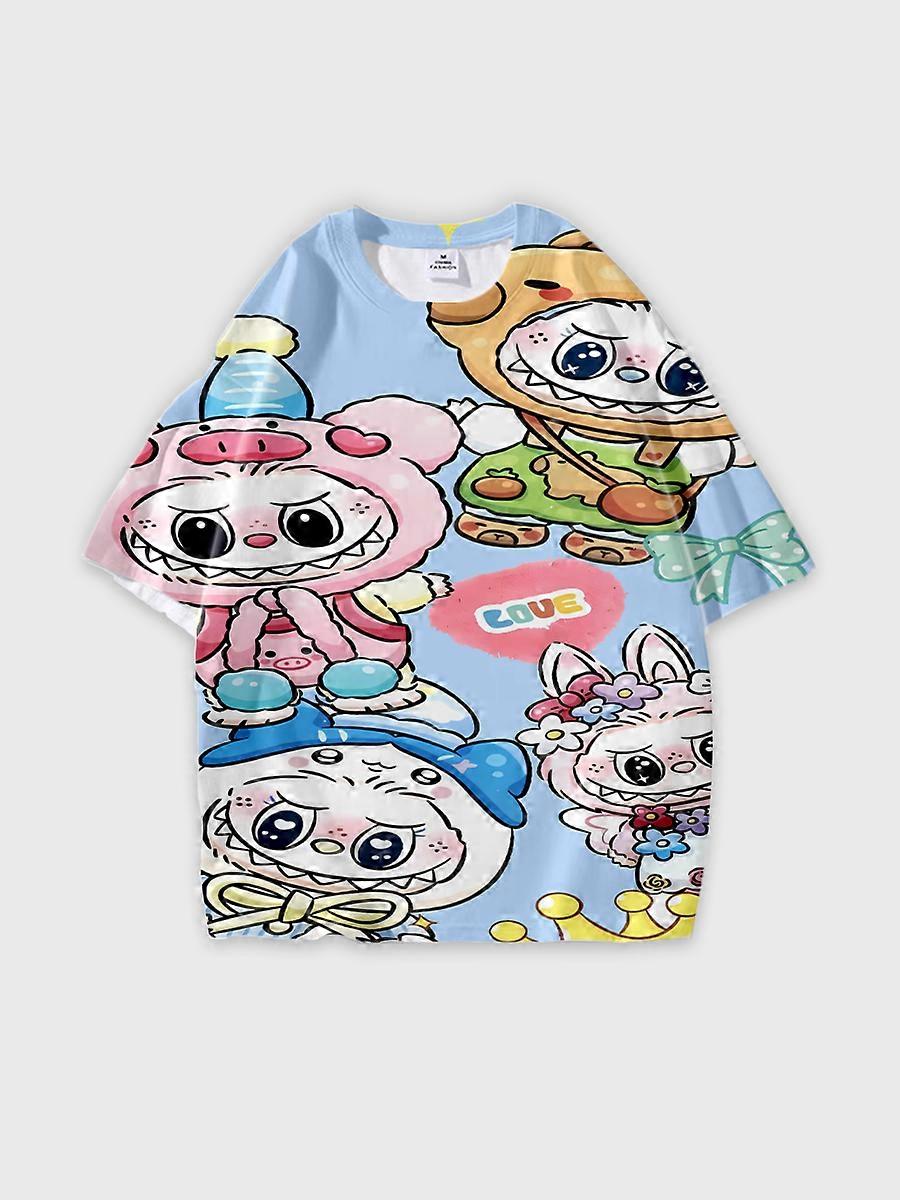 T-shirt round neck Pattern loose short sleeve P3397