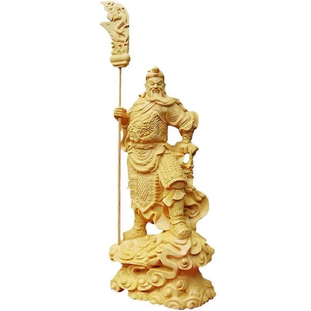 Traditional Chinese GuanYu Statue - Hand-Carved Wooden Figurine for Home Decor & Cultural Display