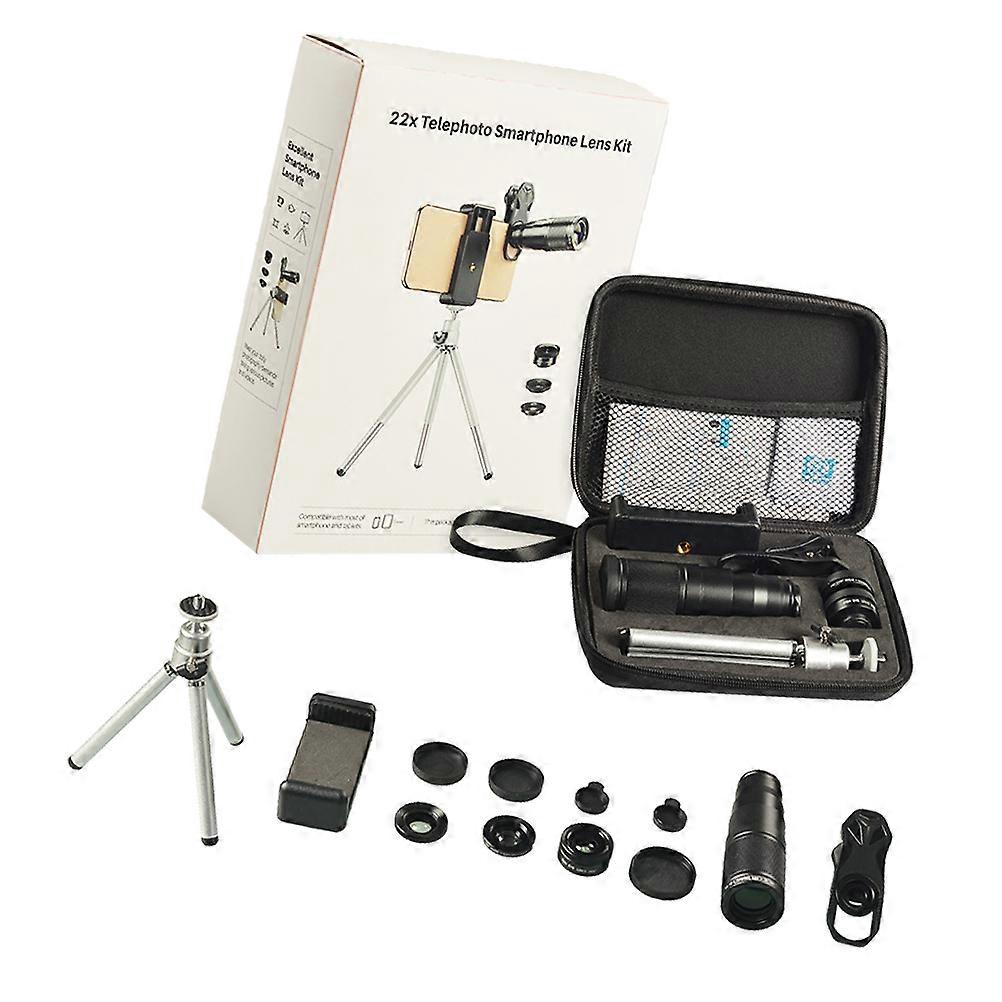 Phone Camera Lens 22X Telephoto Lens For Smartphone Photography And Videography 10.5x3.3CM Black Metal 1 Set
