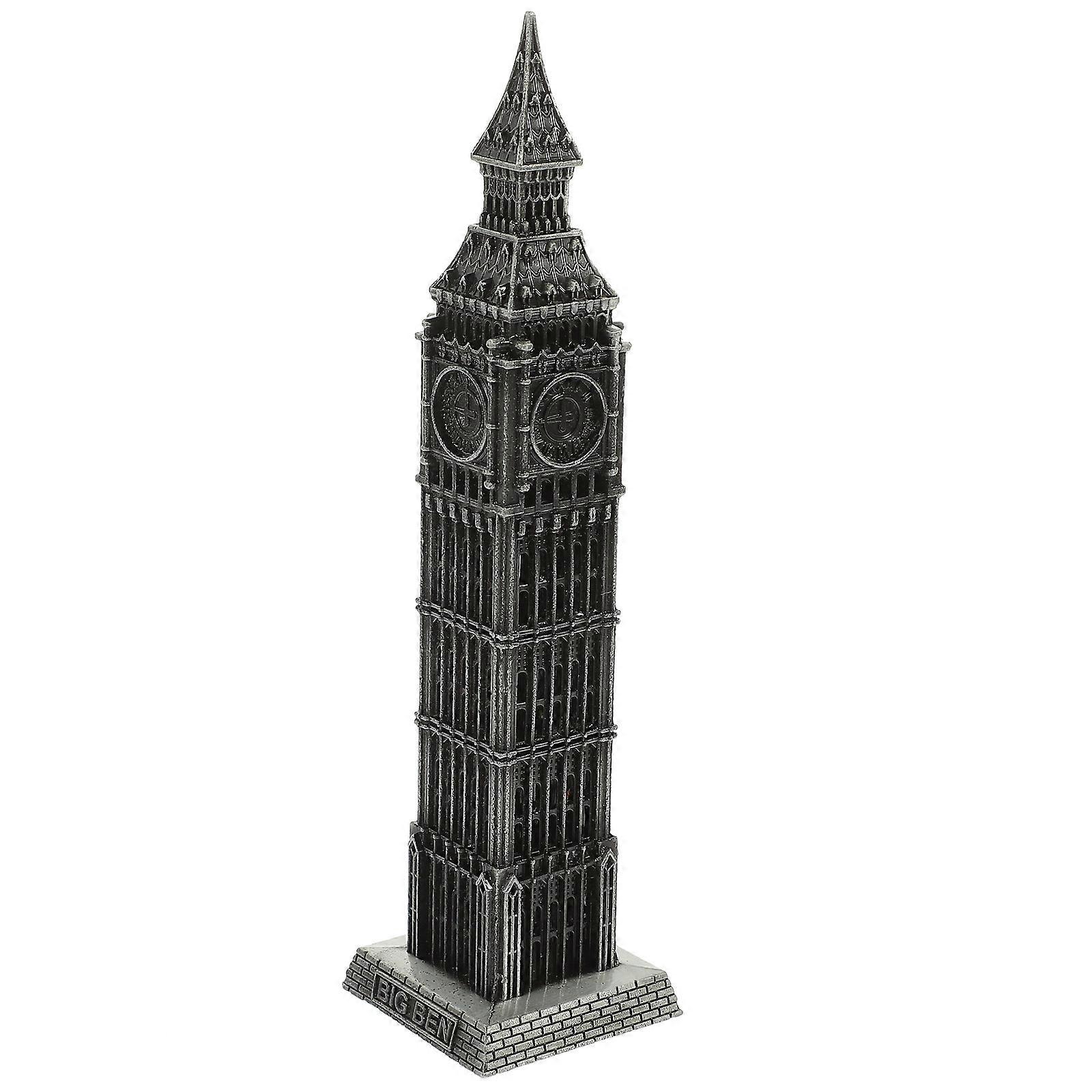 London U.K. Big Architecture Model for Decoration Silver Alloy Compact Size Fits Any Space