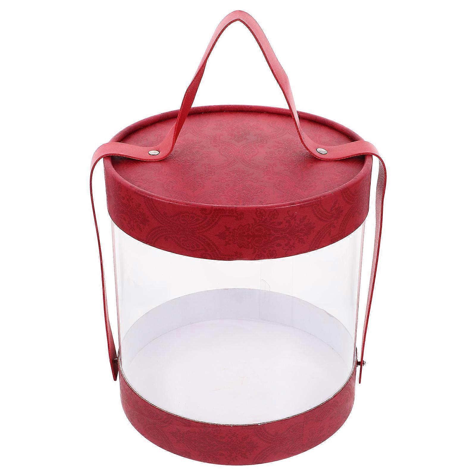 Red Candy Container with Handle for Storage Use Clear and Portable Small Gift Box .3 Inches