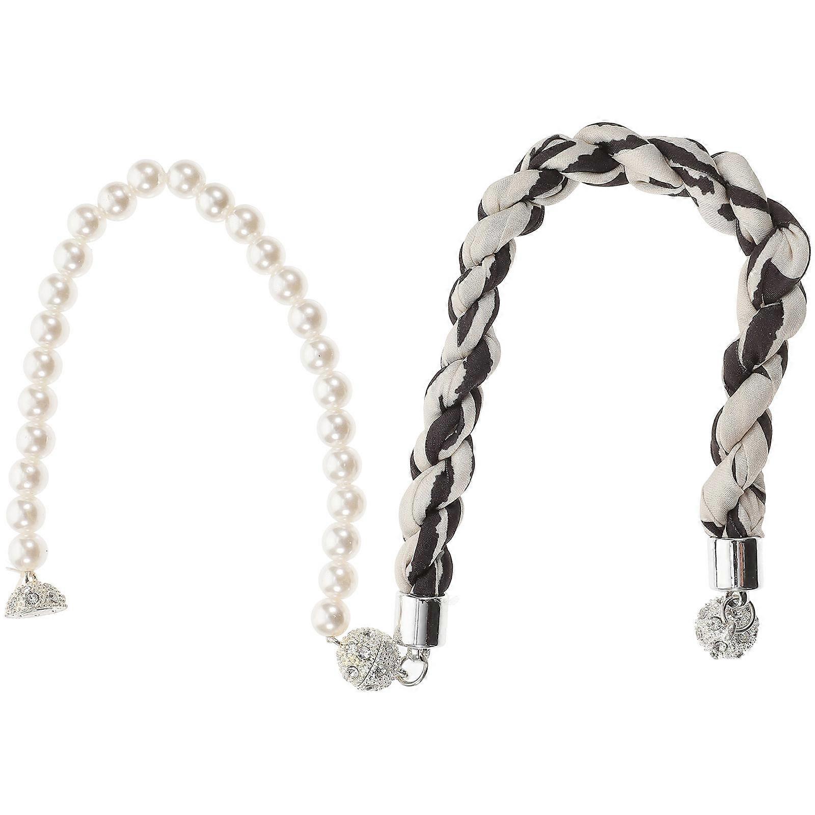 Pearl Necklace with Magnetic Closure for Women Lightweight Faux Pearl and Polyester Design Multi Color