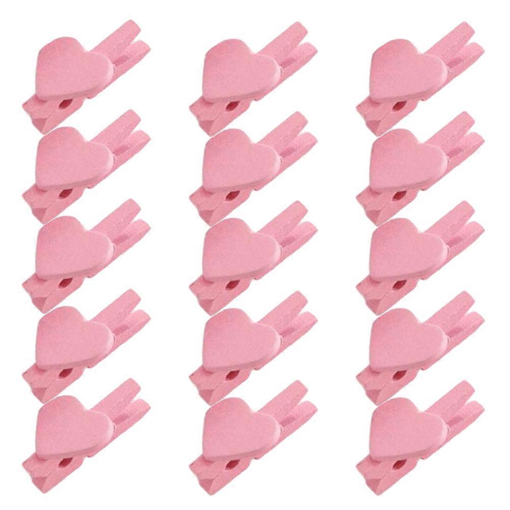 Wooden HeartShaped Clips for Desk Organization and Decoration Pink Color Material 50 Pieces