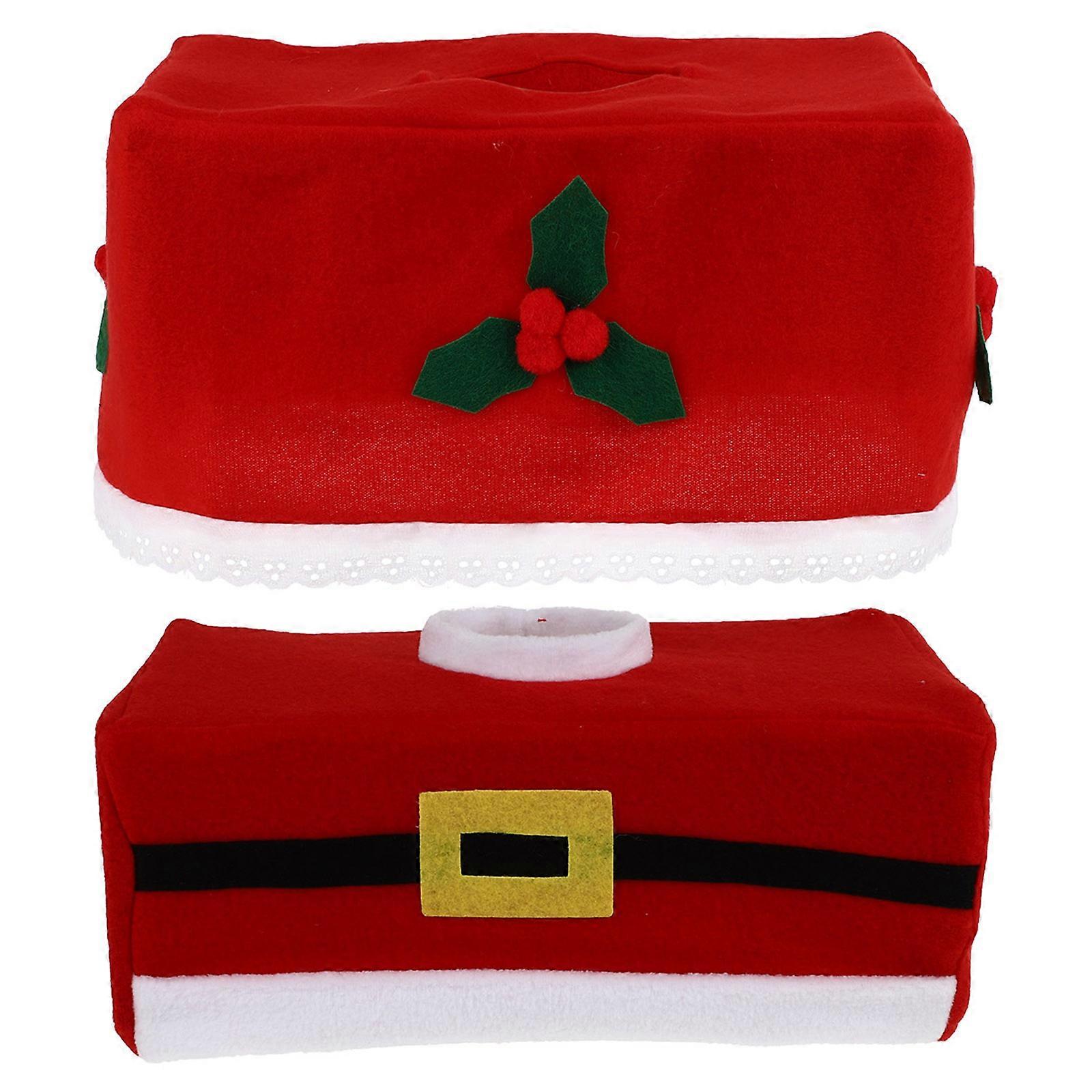 Modern Holiday Tissue Box Cover With Santa Claus Design For Christmas Atmosphere 10.2x5.1x3.9in Chic Style 2Pack