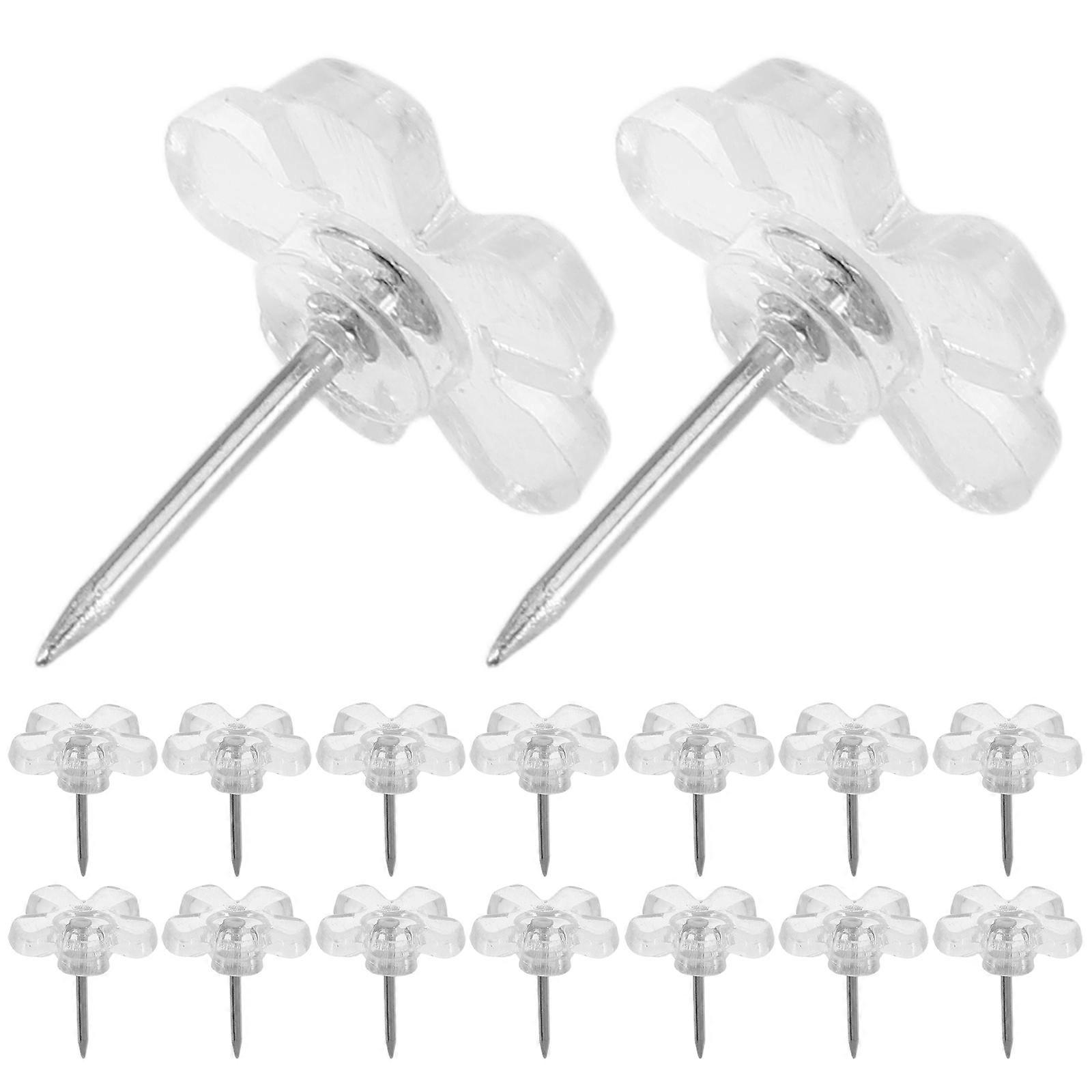200pcs Transparent Flower Push Pins Cute Thumbtacks for Cork Board Bulletin Board Office Travel Map Display Lightweight Decoration